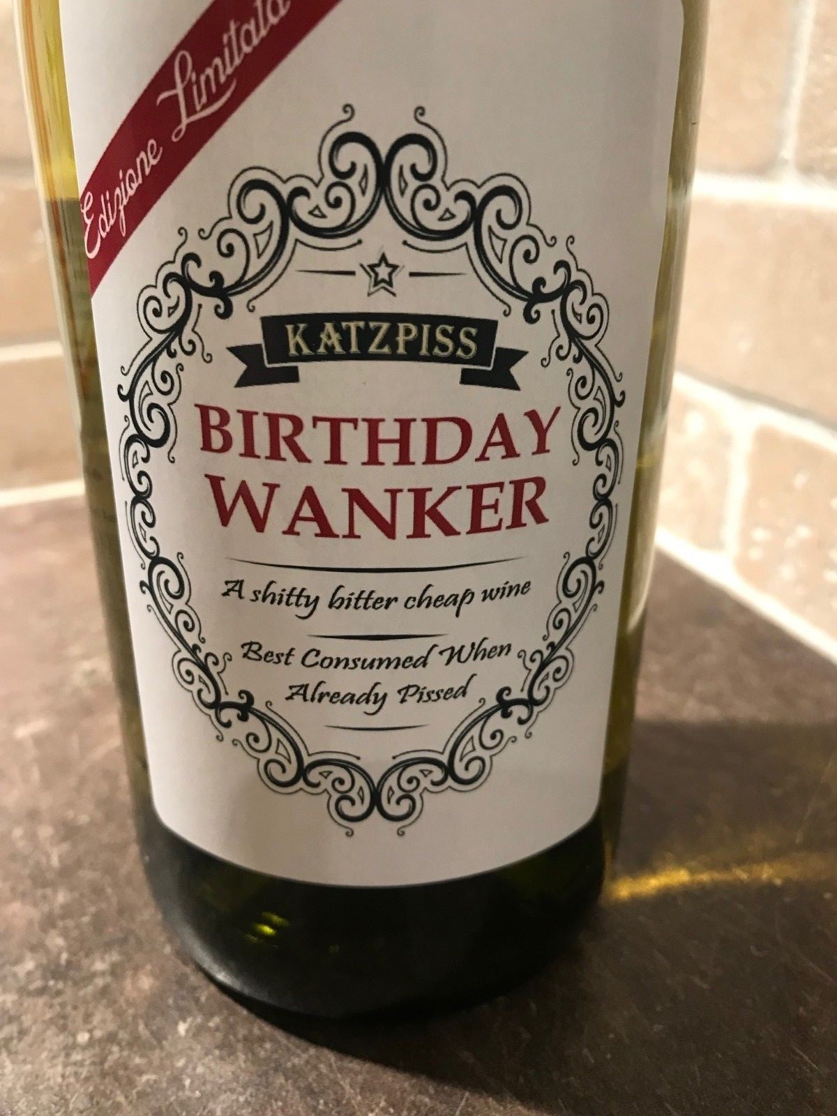 ALL 4 X different Funny Novelty Wine Bottle Labels birthday Joke Humour