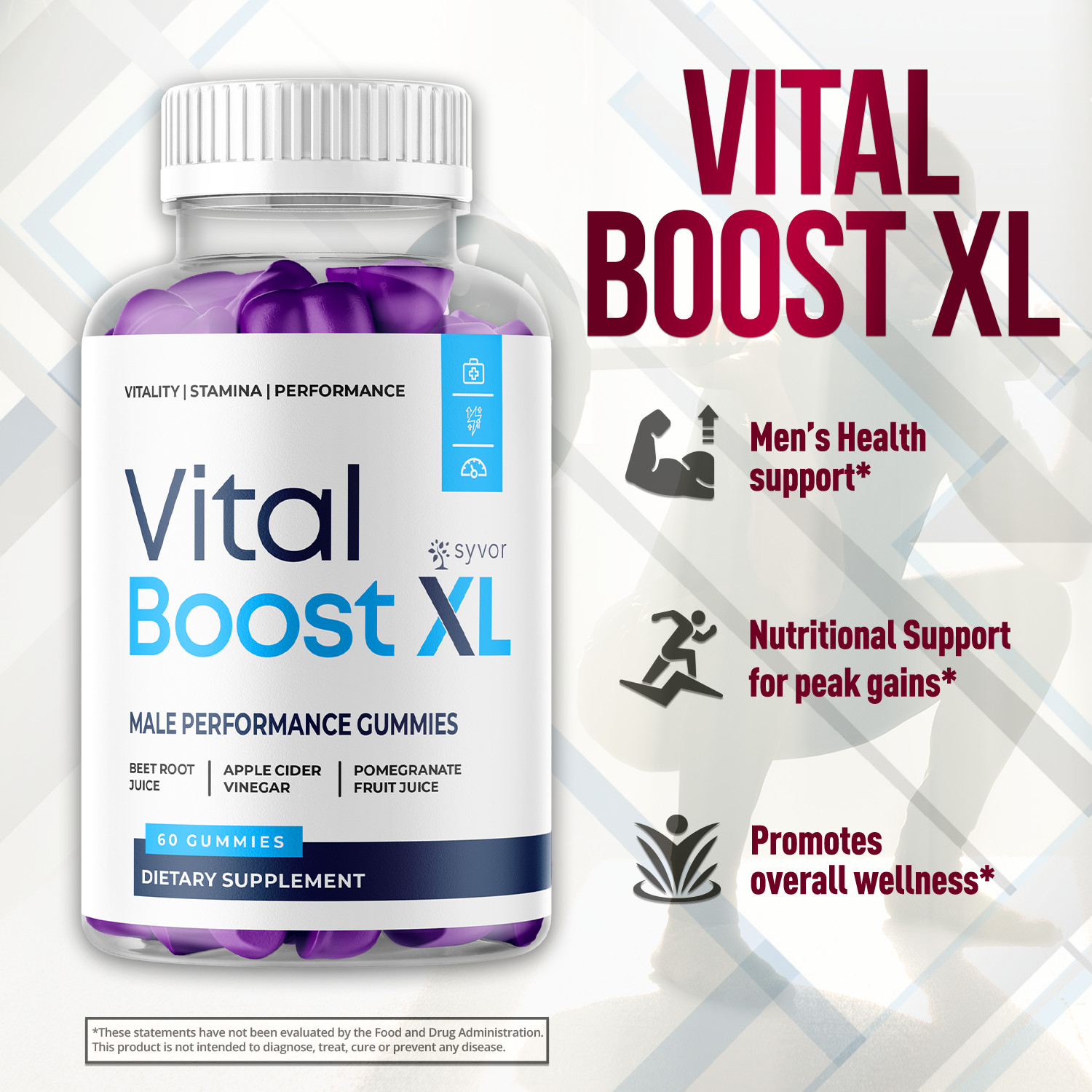 (2 Pack) Vital Boost XL Male Gummys Advanced Formula VitalBoost XL 120 Gummies