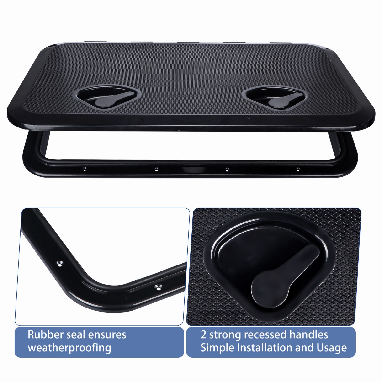 2X Black Marine Boat Deck Hatch Cover Boat Access Hatch & Lid, 24"x14"