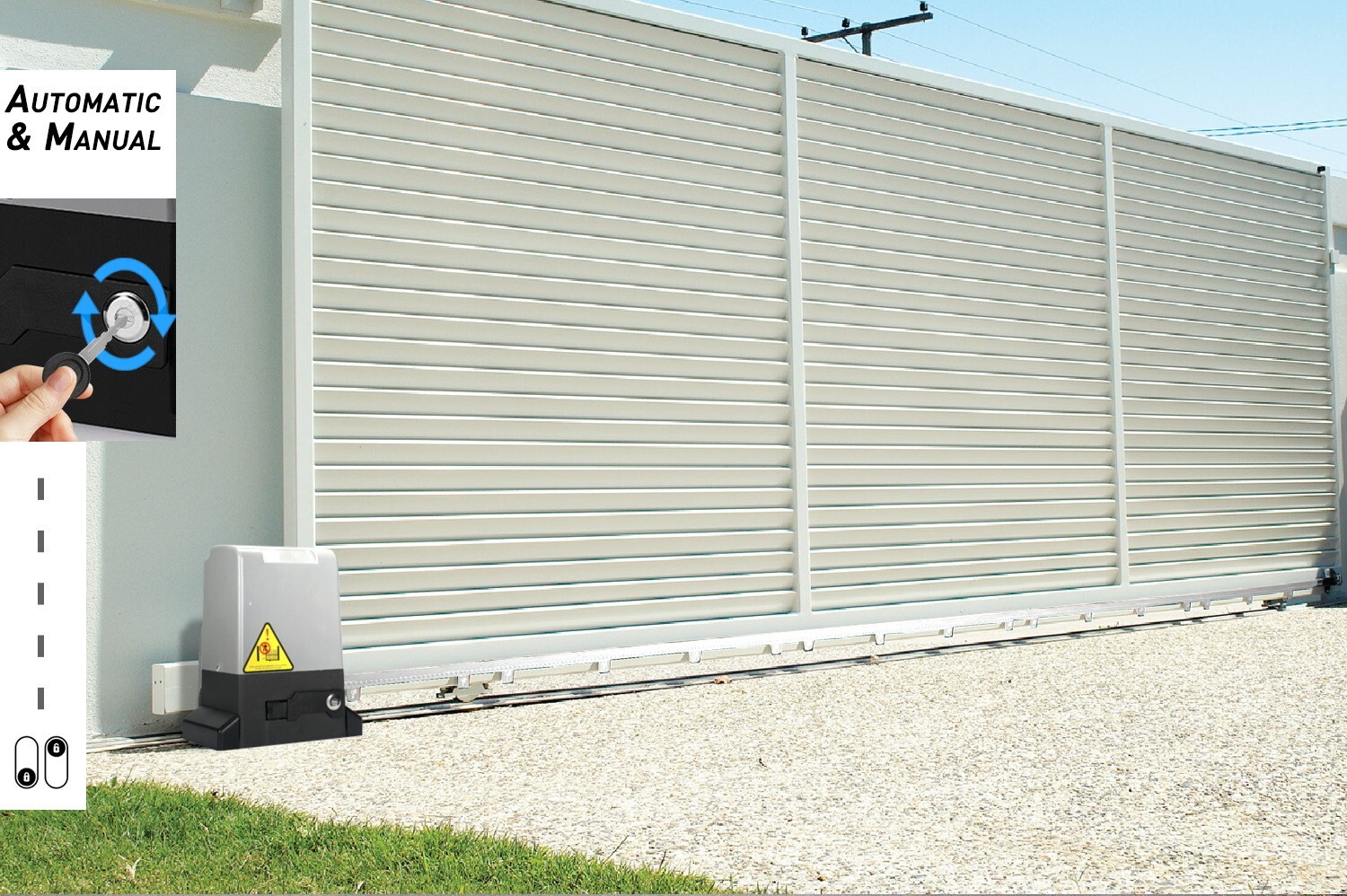 1800LB Automatic Sliding Gate Opener Rack Driven with 2 Remotes & Complete Kit