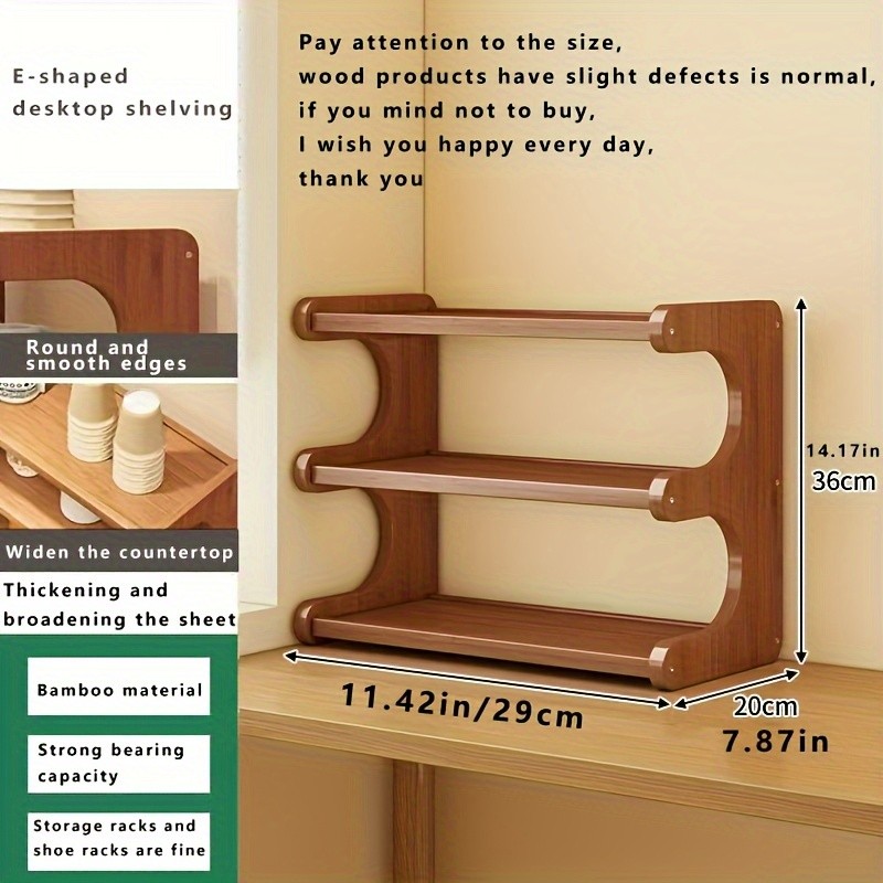 3-tier Bamboo Spice Rack Organizer And Seasoning Jar Excellent Tiered Wooden