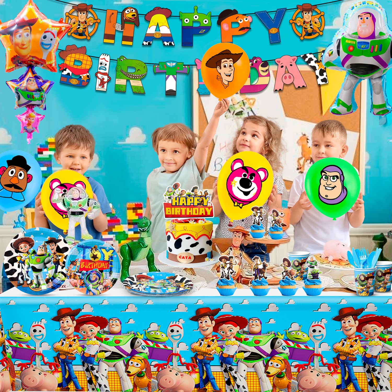 114 Pcs Toy Story Party Decorations Toy Story Birthday Tableware Balloons Plates