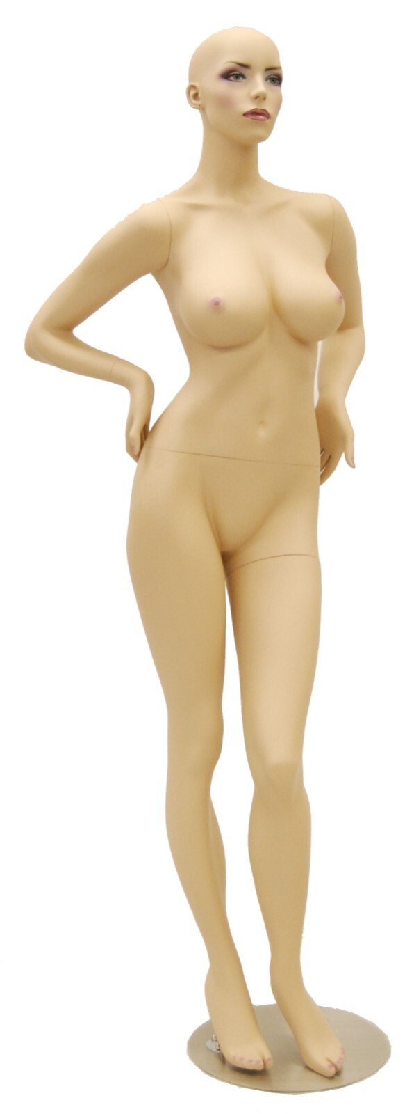 Adult Female Realistic Fleshtone Fiberglass Fashion Mannequin with Base and Wig