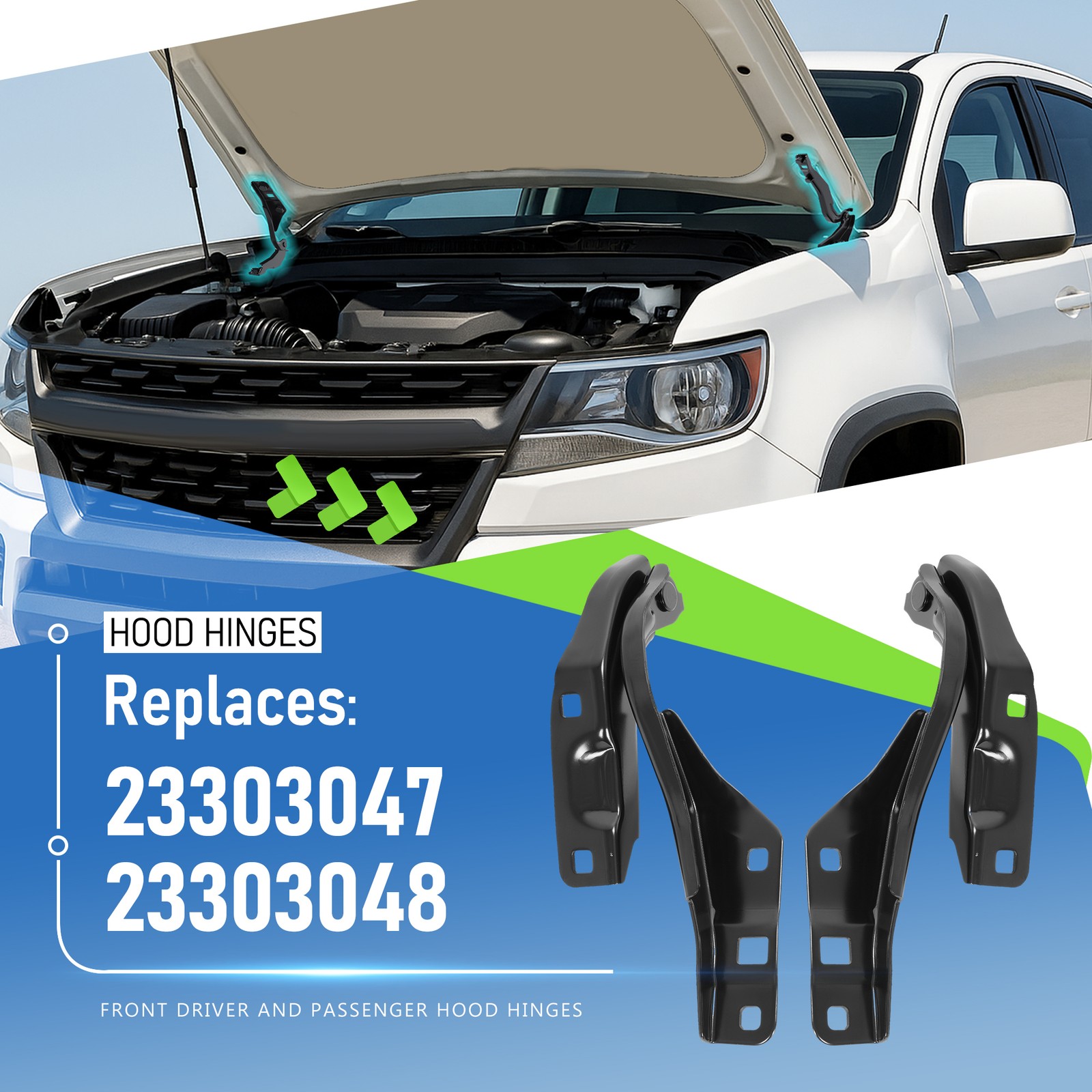 Hood Hinges Pair Driver & Passenger Side For 2015-2022 Chevy Colorado GMC Canyon