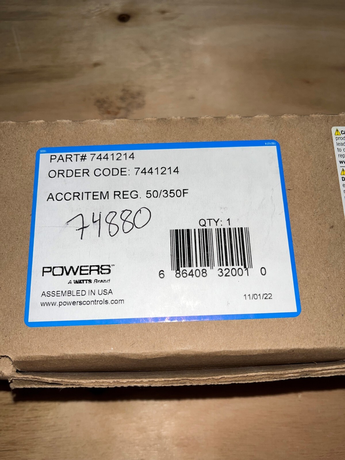NEW Powers 744-1214 Accritem Pneumatic Temp Controller NIB Full Factory Warranty