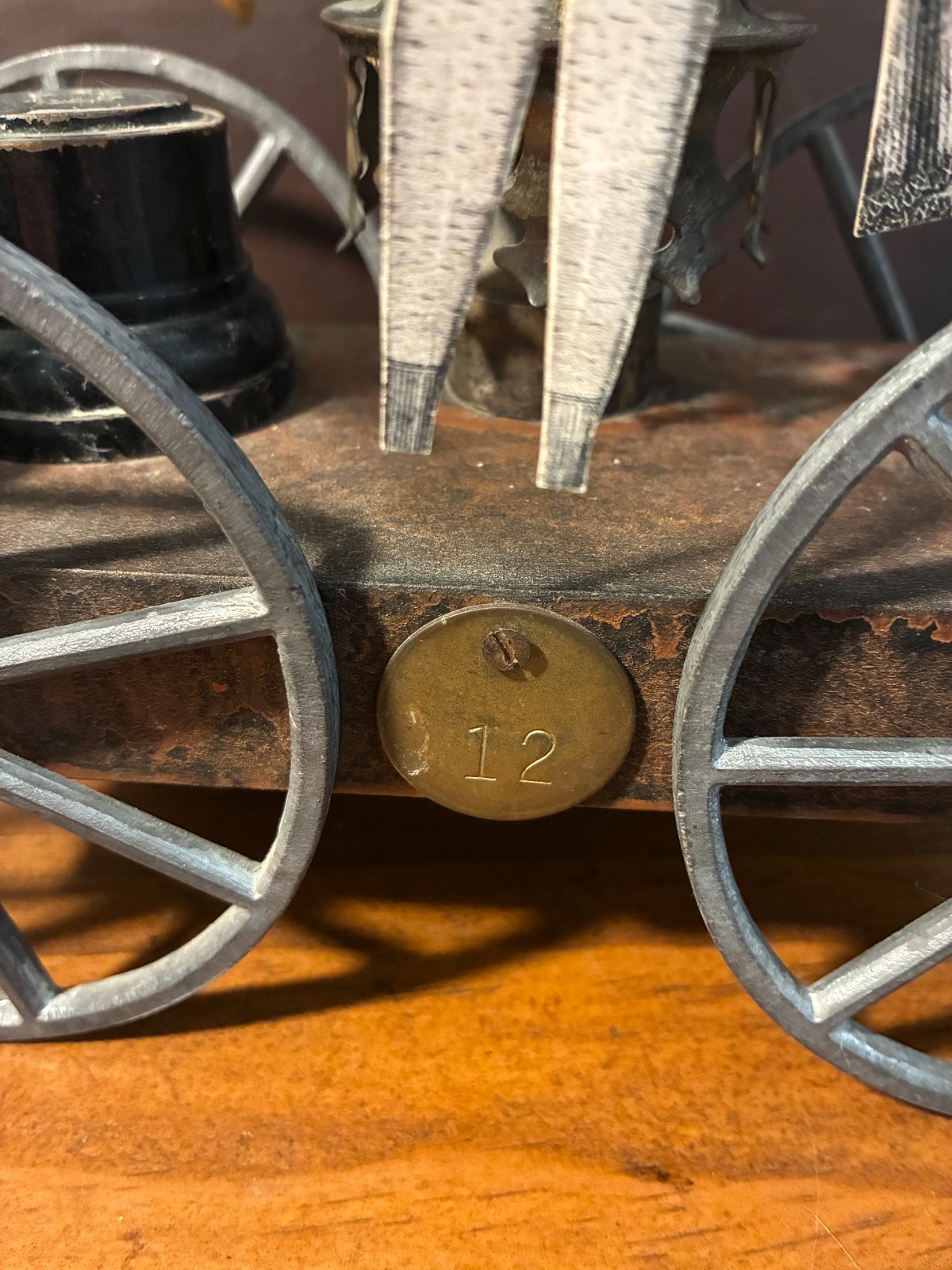 Roger Wood Clockwerks Artisan Steampunk Numbered Laundry Clothesline Theme Clock