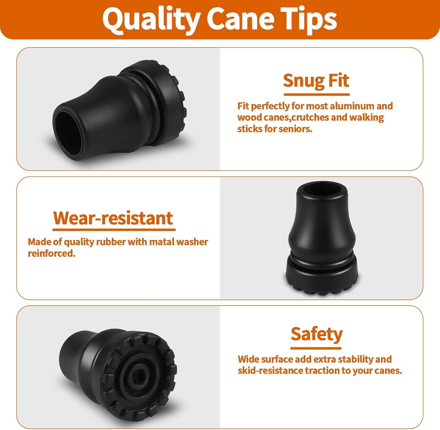 4Pcs Cane Tips 3/4 Inch Heavy Duty Rubber Cane Tips Anti Slip TPR Replacement...