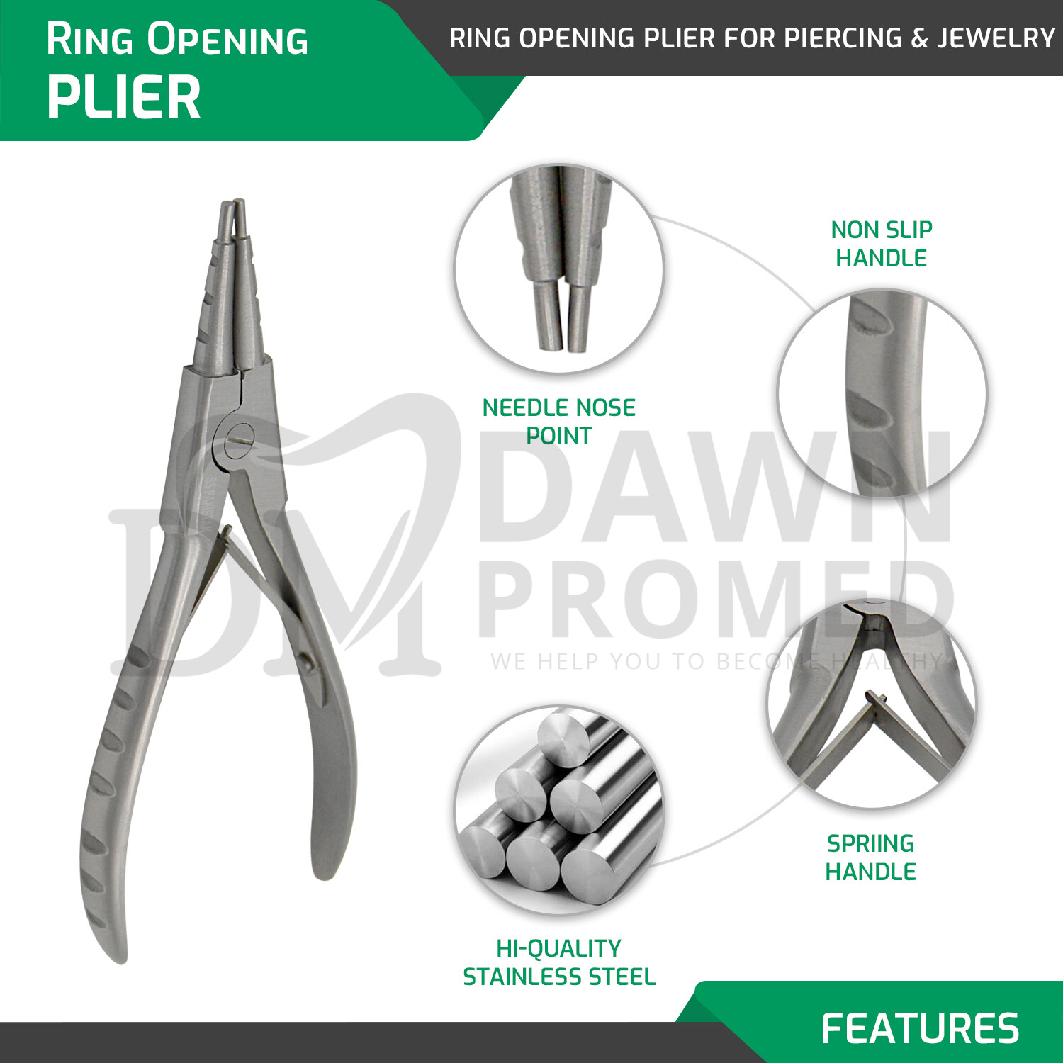 7 Body Piercing Instruments Kit Tools Penington Sponge Forceps, Skin Jewelry set