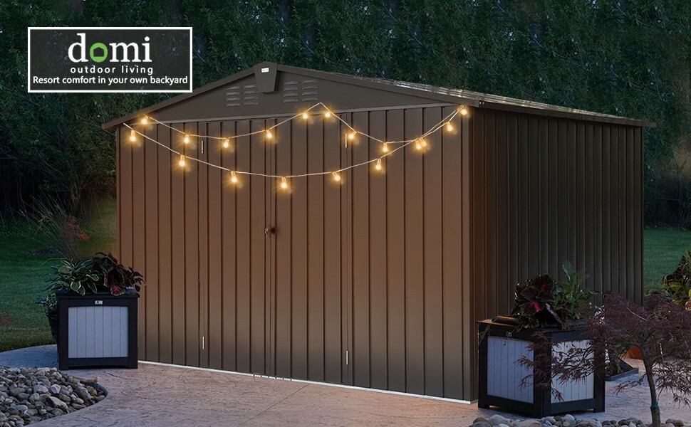 Domi 10' x 8' Metal Storage Shed with Lockable Door, New