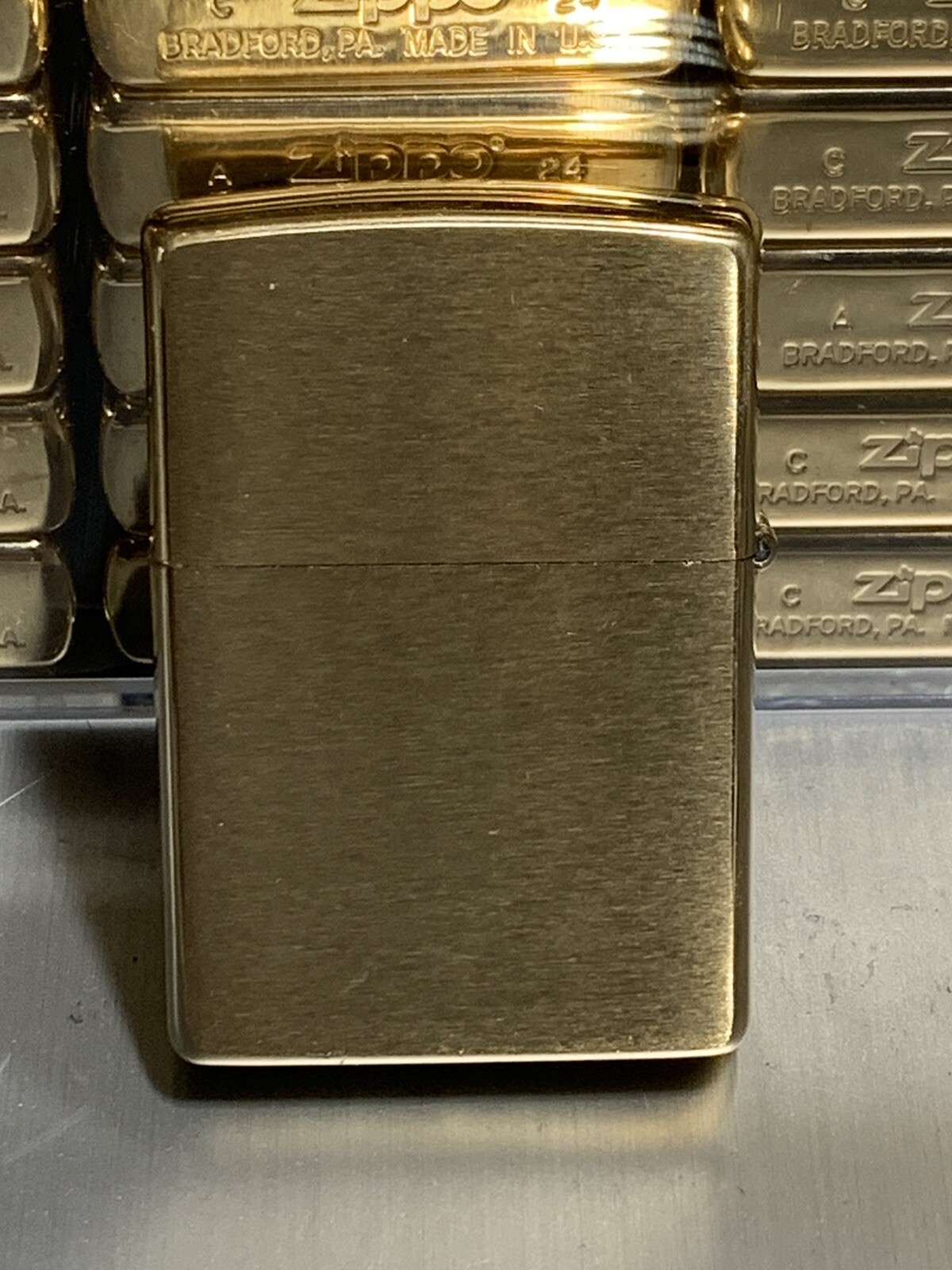 Zippo Brushed Brass Zippo Lighter case Only NO/BOX