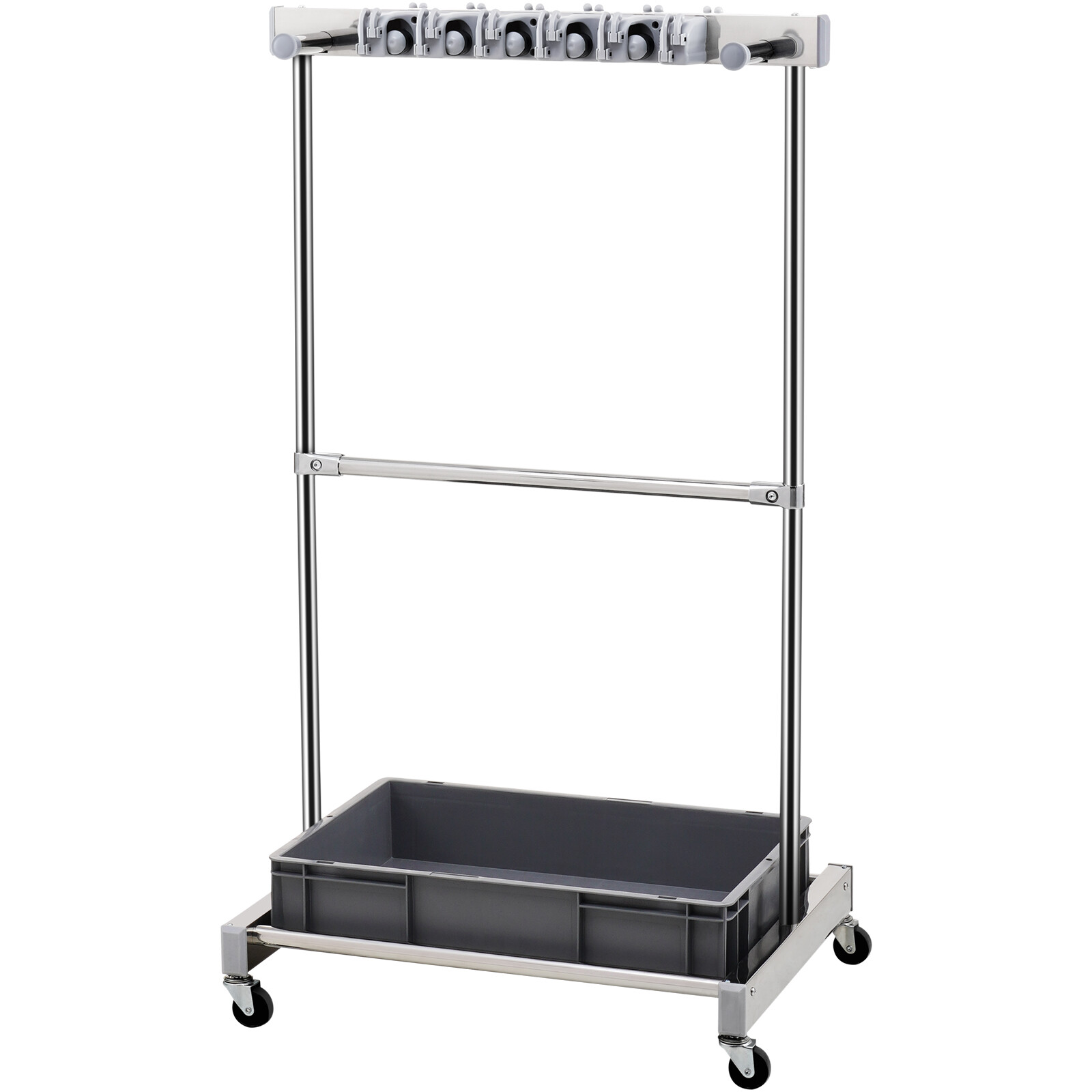 VEVOR Garden Tool Storage Rack with Wheels Garage Organizer 10 Slots with Hooks