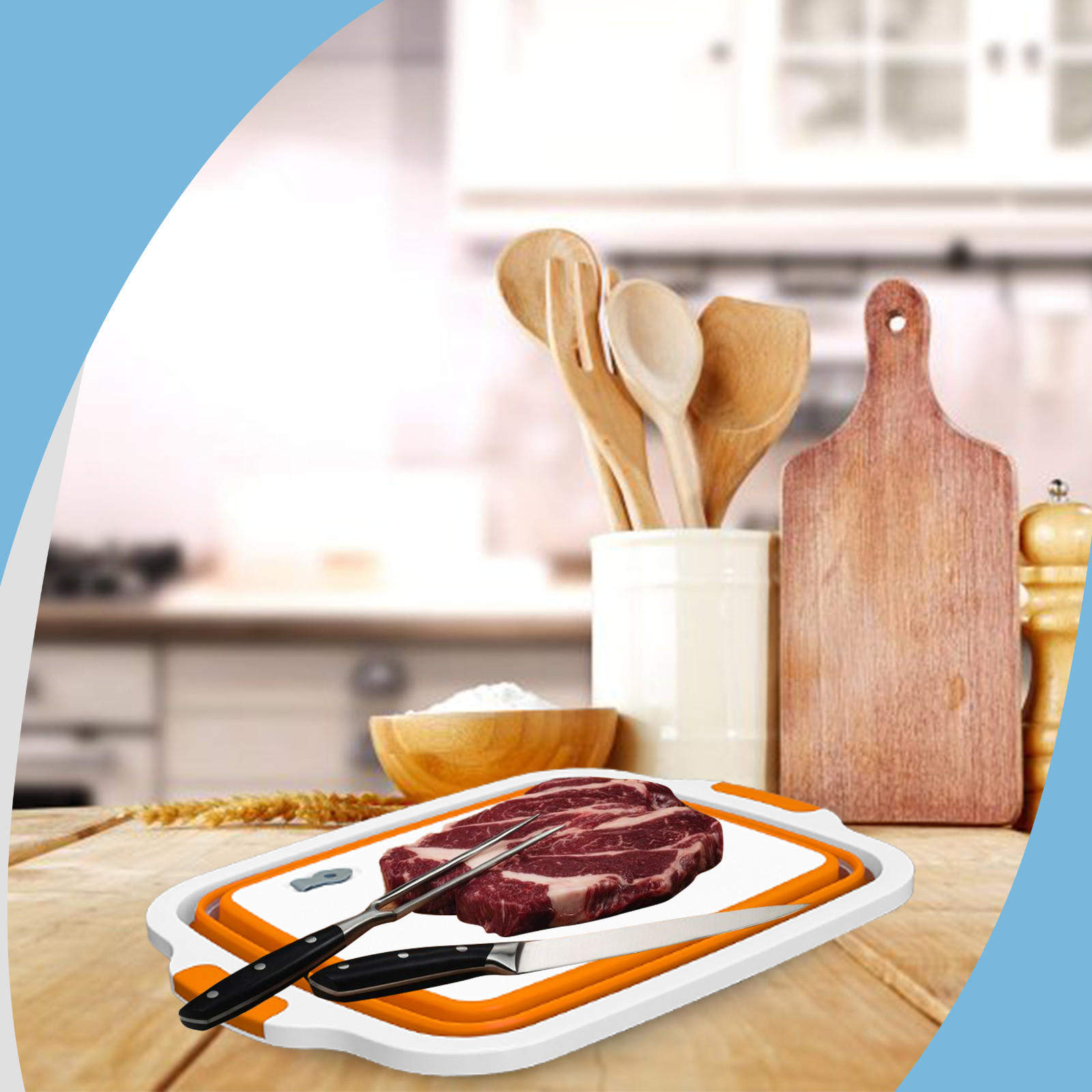 HAVENITY BBQ Prep Tub, 16L & 8L Multifunctional Camping Cutting Board with lid