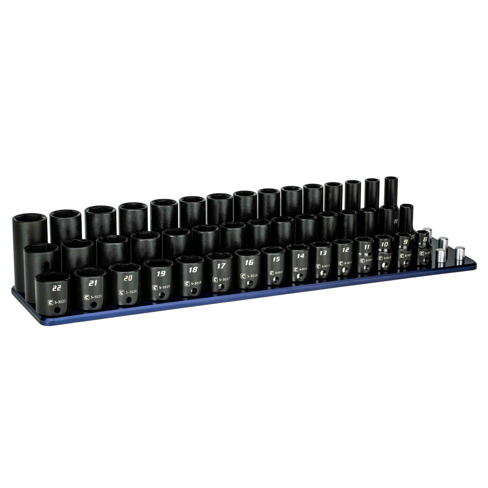 Capri Tools 3/8 in. Dr Shallow/Semi-Deep/Deep Impact Socket Set, Metric, 45-Pc