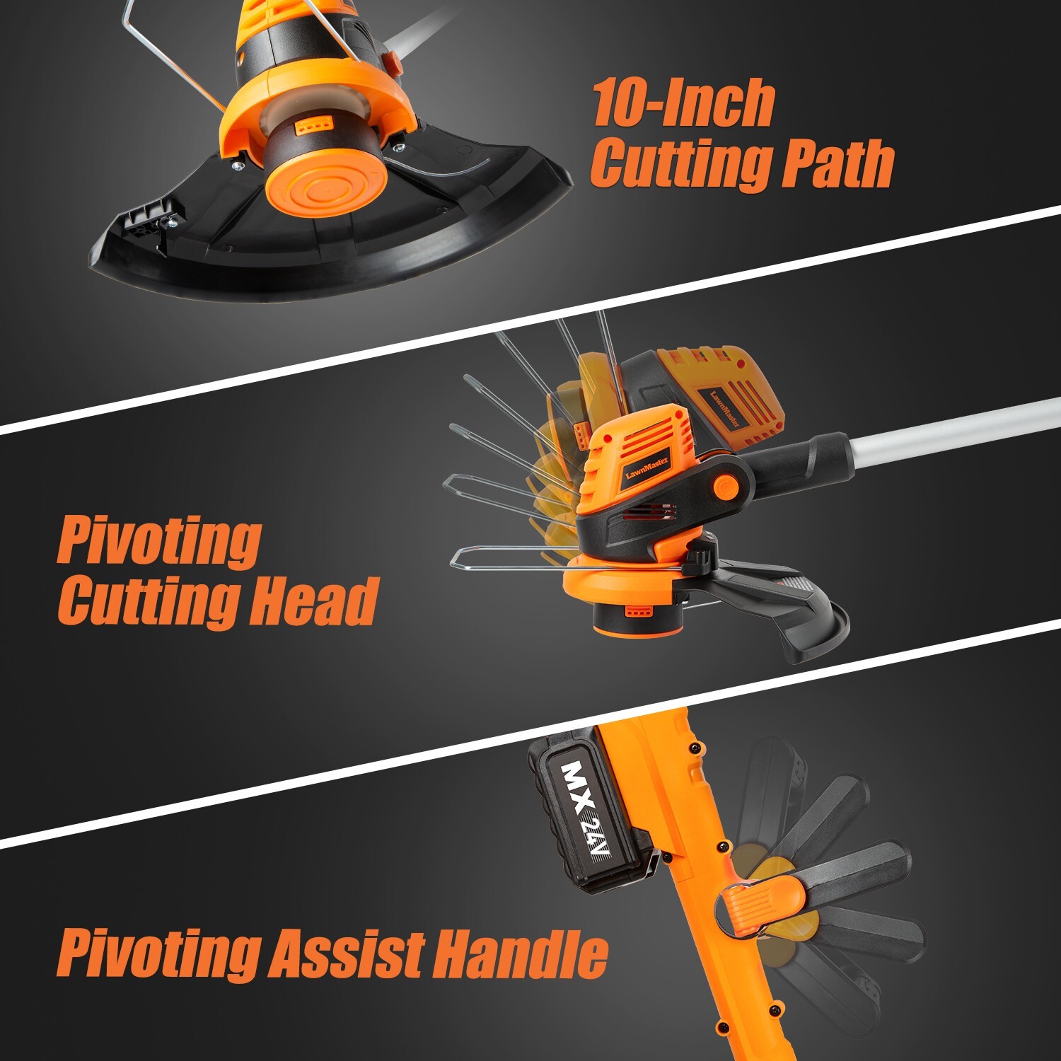 LawnMaster 20VMWGT 24V Max 13-inch Lawn Mower and Grass Trimmer 10-inch Combo