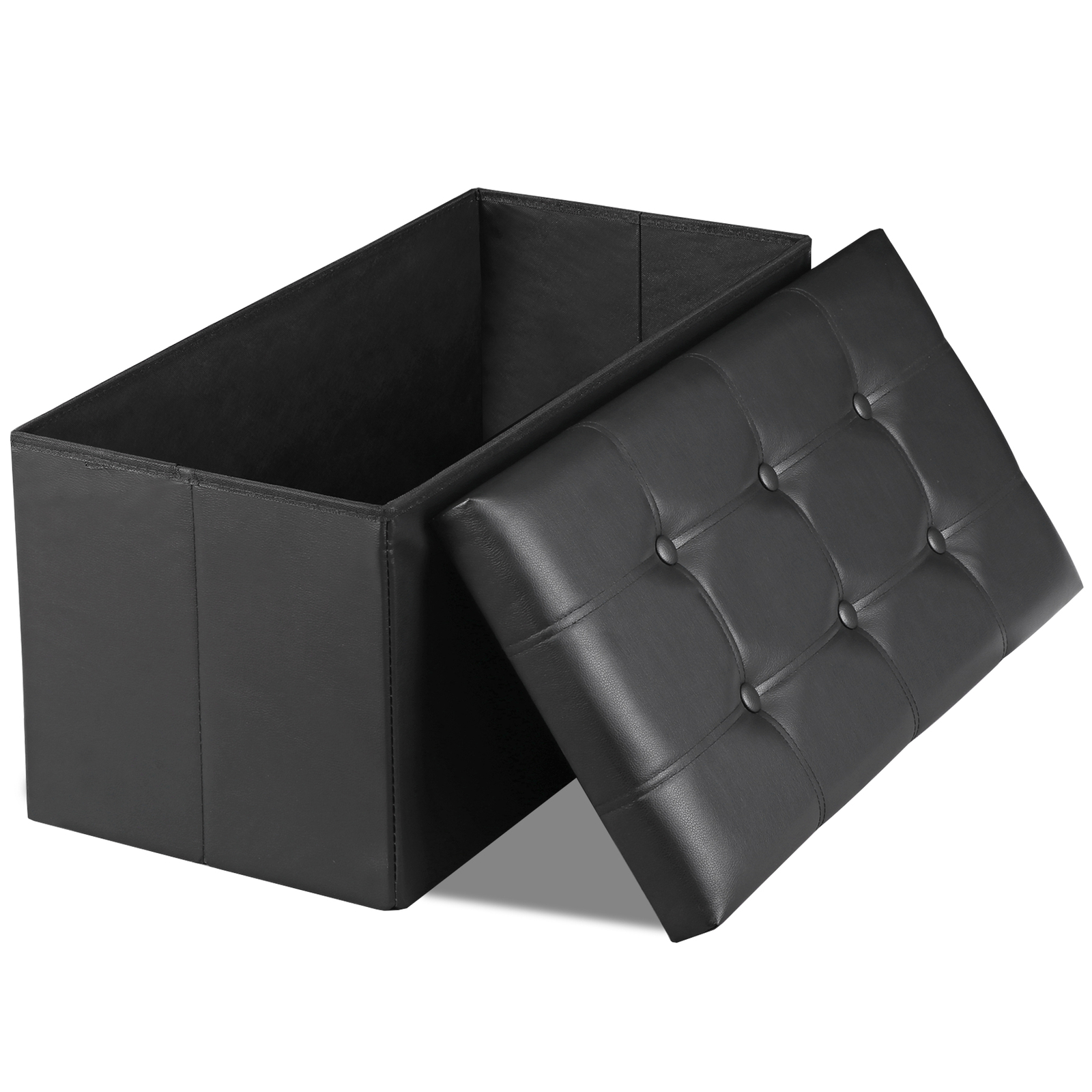 30 inches Folding Storage Ottoman 80L Storage Bench for Bedroom Hallway Black