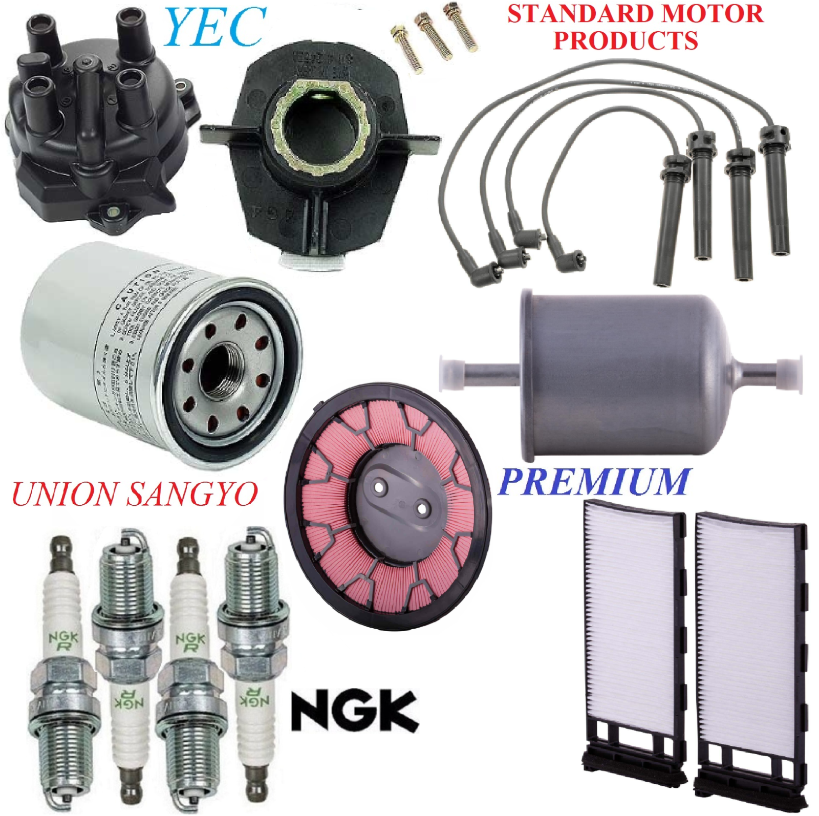 Tune Up Kit Rotor Cap Filters Spark Plug for Nissan Frontier L4; 2.4L 2002-2004