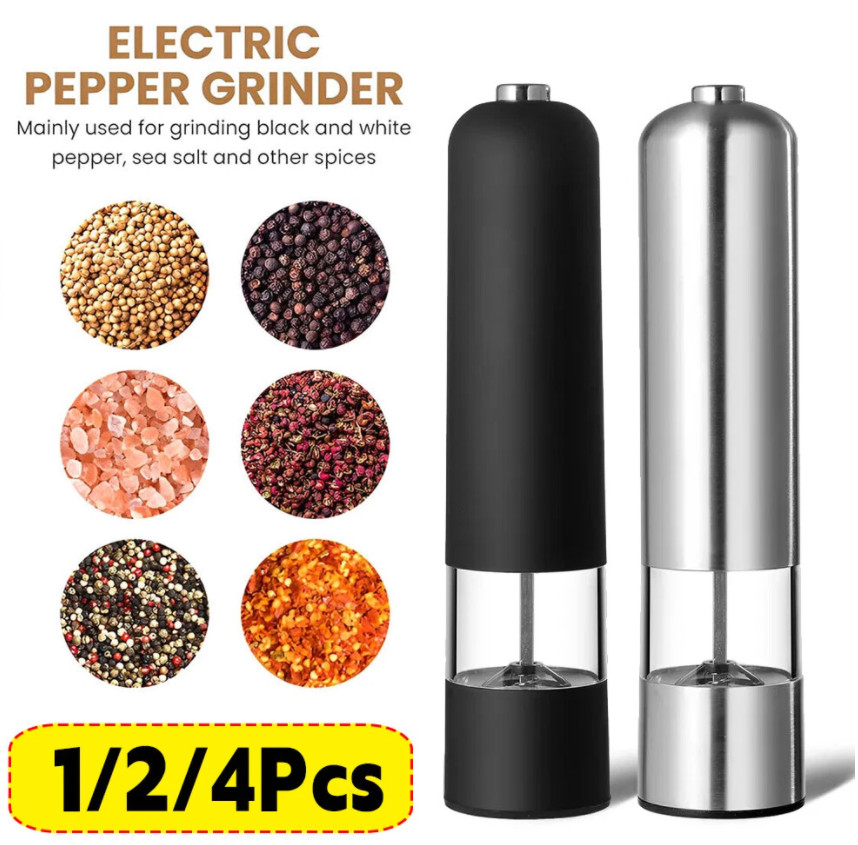 Electric Battery Mill Pepper Salt Grinder With LED Light Adjustable Coarseness