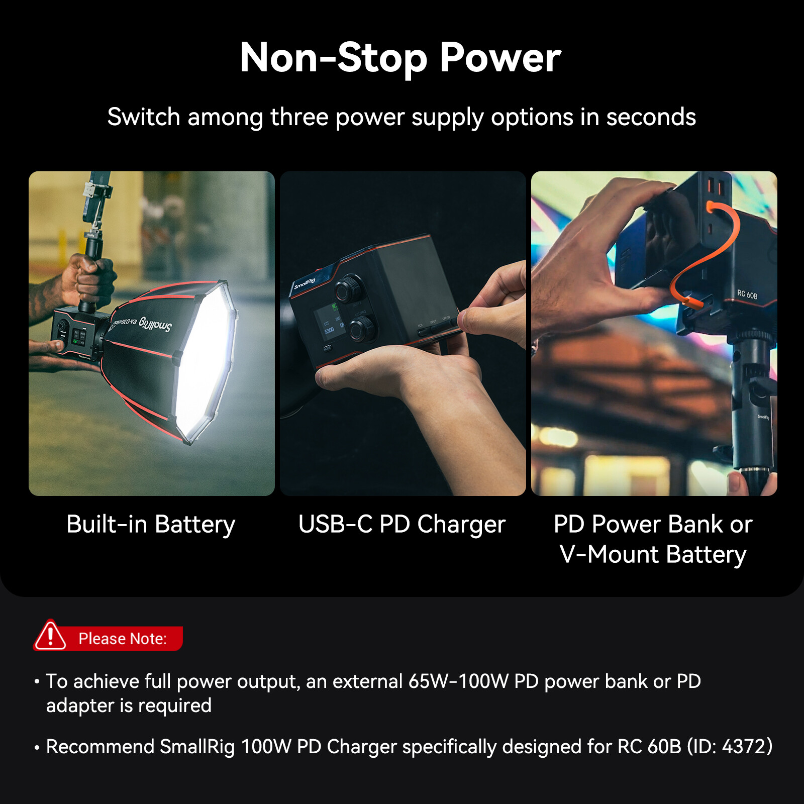 SmallRig RC 60B Bi-Color LED Monolight Video Light+RA-D30 Mini Parabolic Softbox