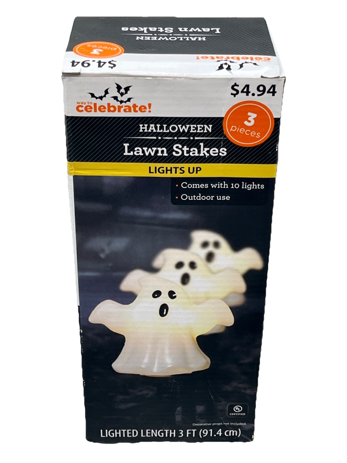 Way To Celebrate Ghost Lawn Stakes 3 Piece Lights Up, Outdoor. {89}.