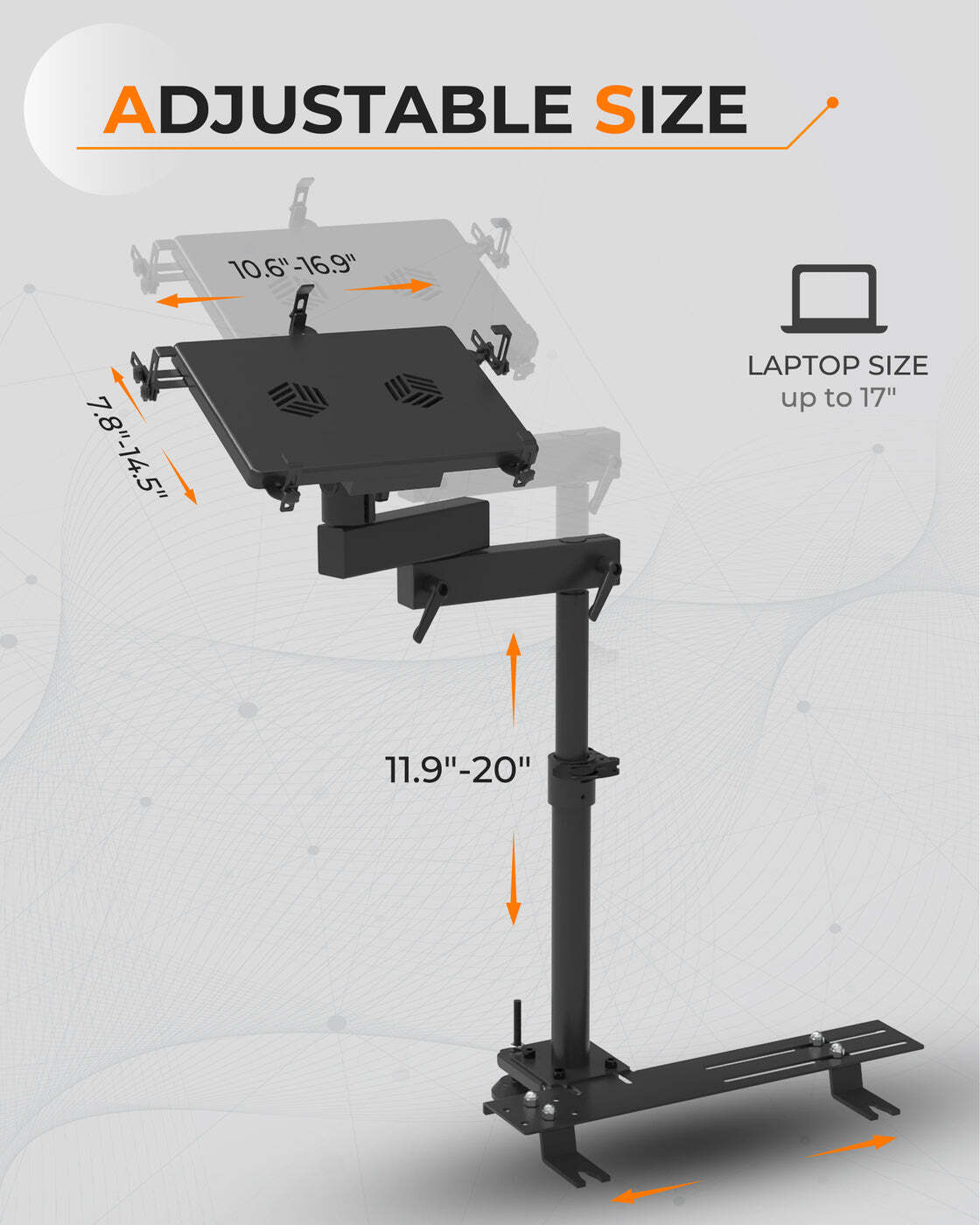 Adjustable Laptop Vehicle Mount | Computer Seat Mount | For Auto Van Truck SUV
