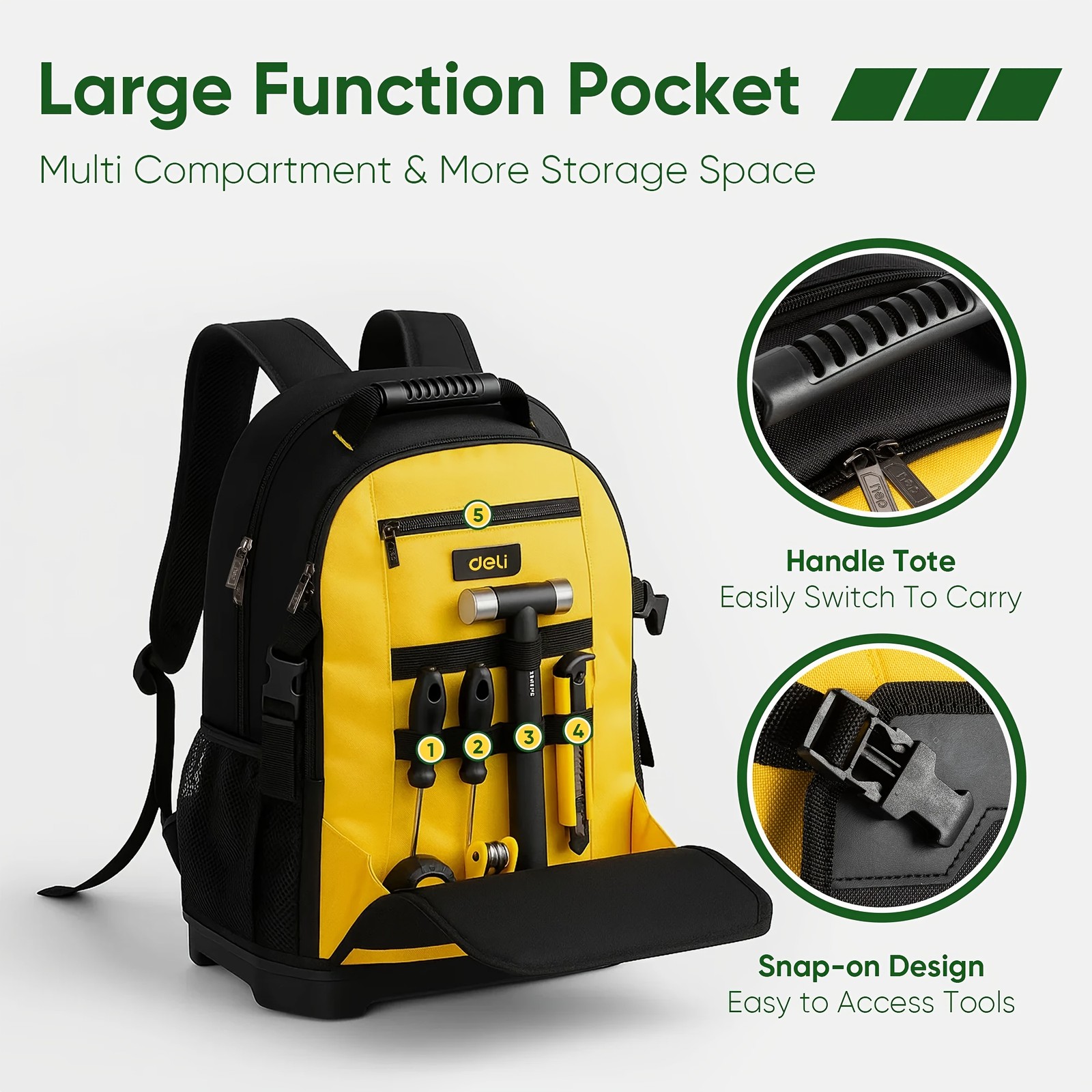 Steelite Heavy-Duty Portable Tool Backpack Organizer with Multiple Compartments