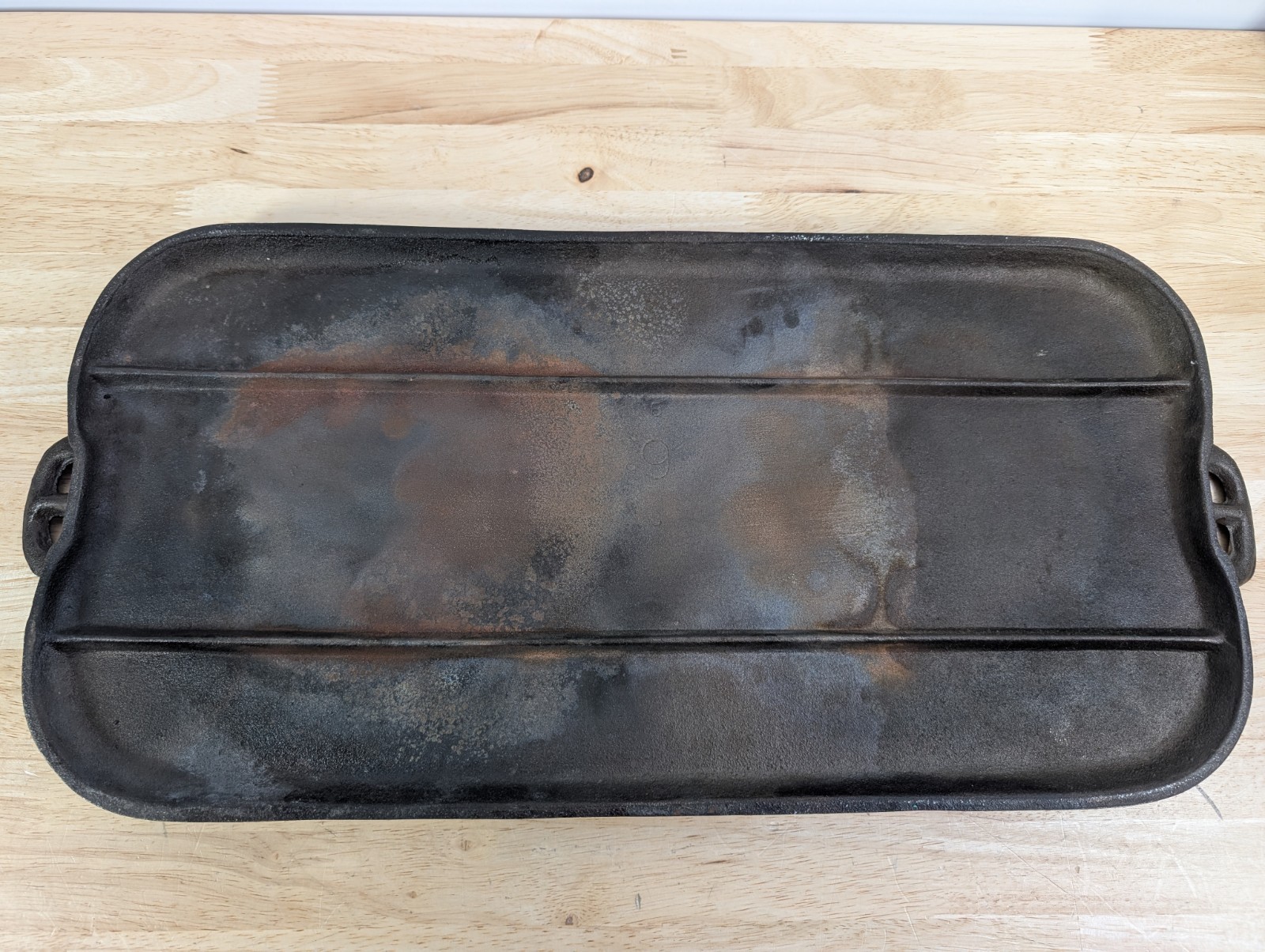 Vintage Cast Iron Long Griddle - No. 6 - Flat Griddle - 23in x 10in - Heavy