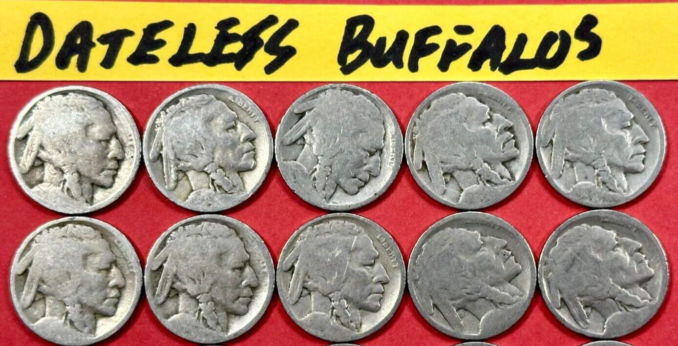 DATLESS Buffalo Nickels Lot of 20 NO DATE Buffalo Nickels U.S. Collectors Coins