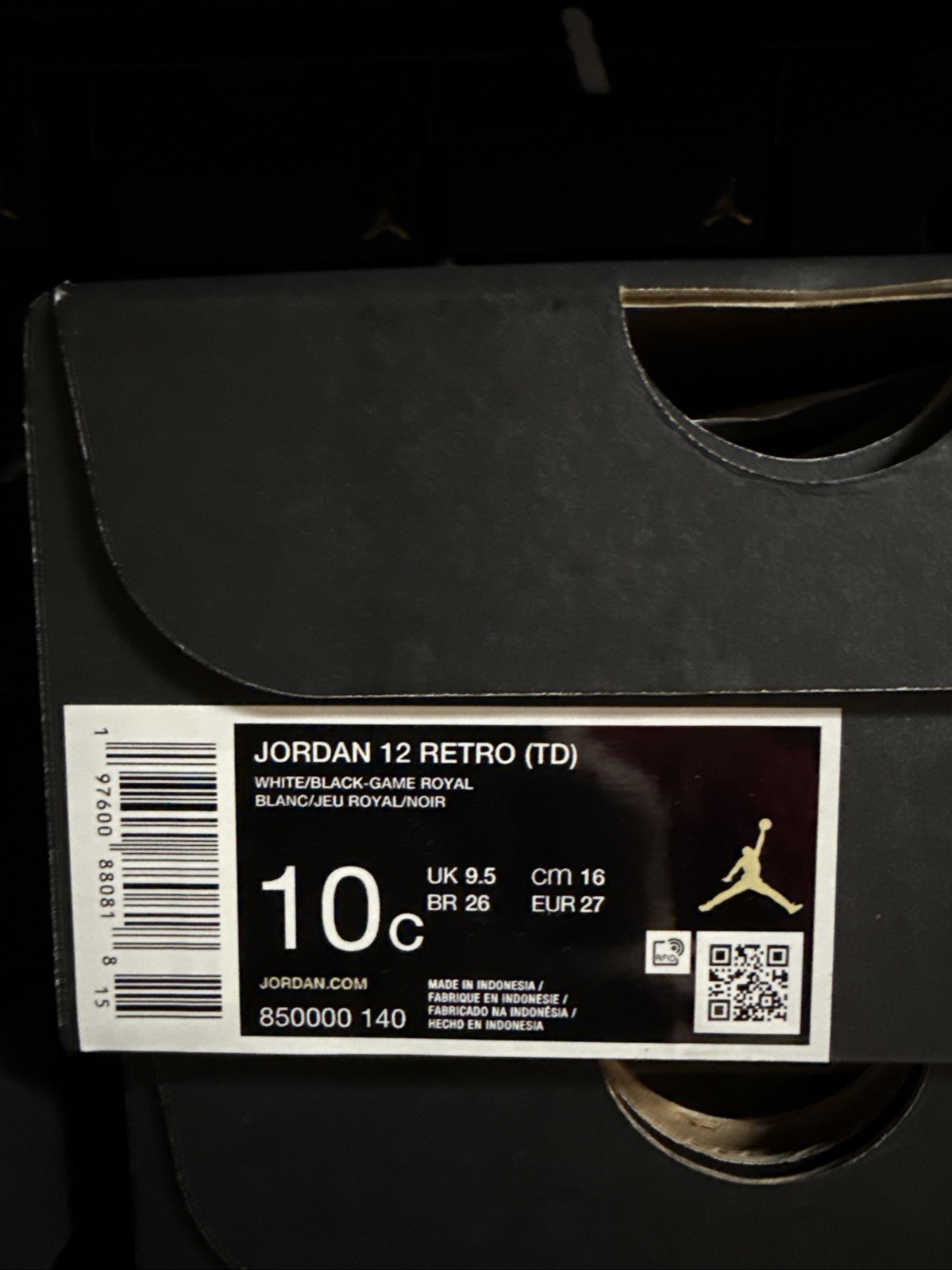 Jordan 12 Retro (TD) “Blueberry” - White/Black-Game Royal (US 10c) - 850000-140