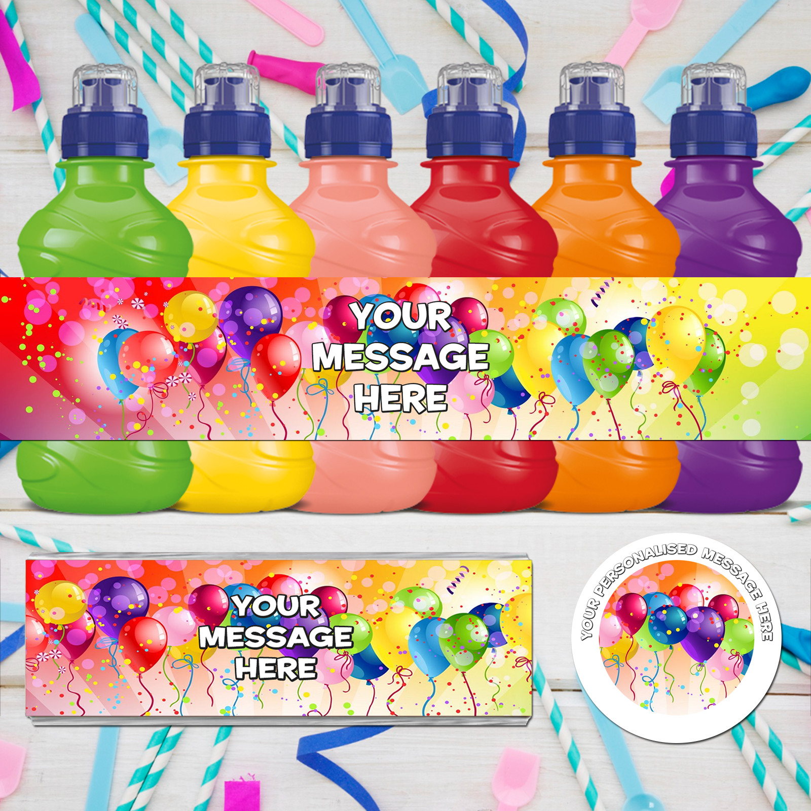 Balloons Personalised Fruit Shoot Sticker Labels Kit Kat Birthday Party Supplies