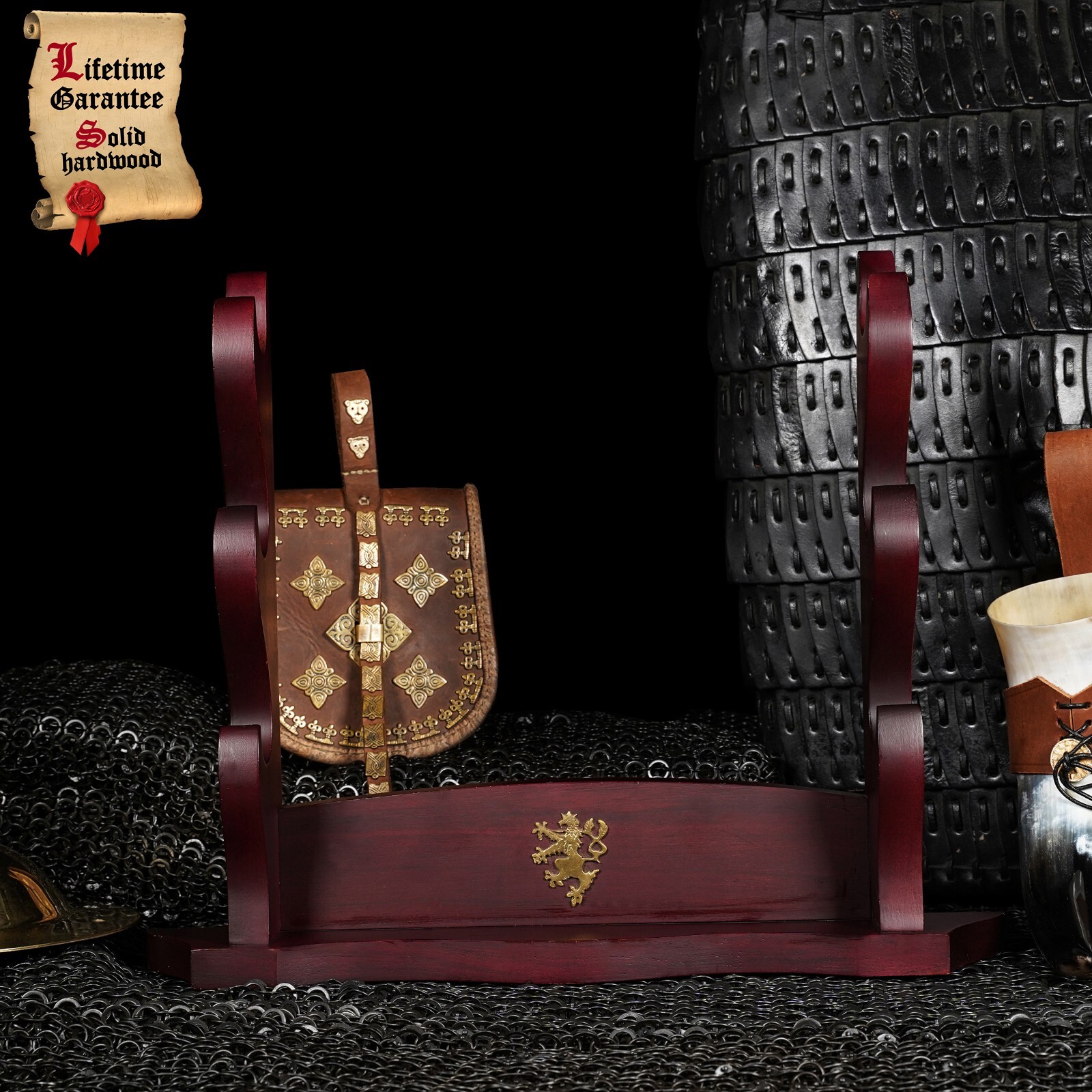 3 Tier Wooden Sword Stand Samurai Katana Rack Bracket Holder Table Mount Display