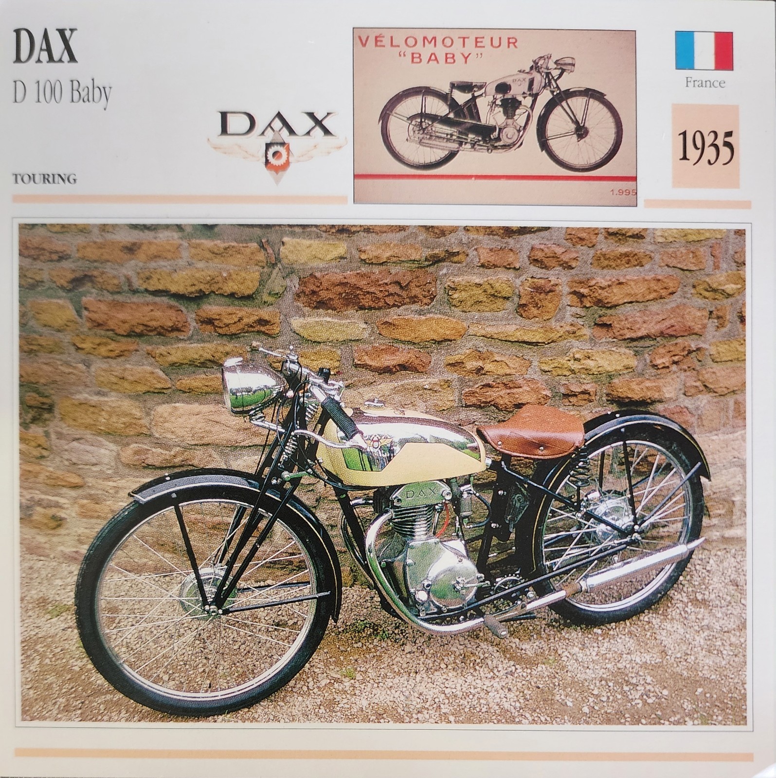 Dax 100 Motorcycle Bike Picture Info Detail Vintage Collector Card Original