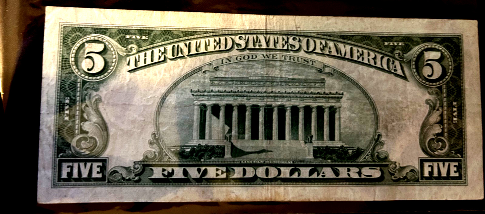 1963 FIVE DOLLAR RED SEAL CIRCULATED NOTE $5