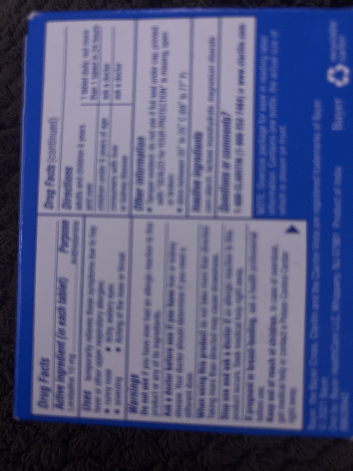 Claritin 24hr Non-drowsy Allergy Medicine Tabs Loratadine 10mg 100 Ct. EXP 2027