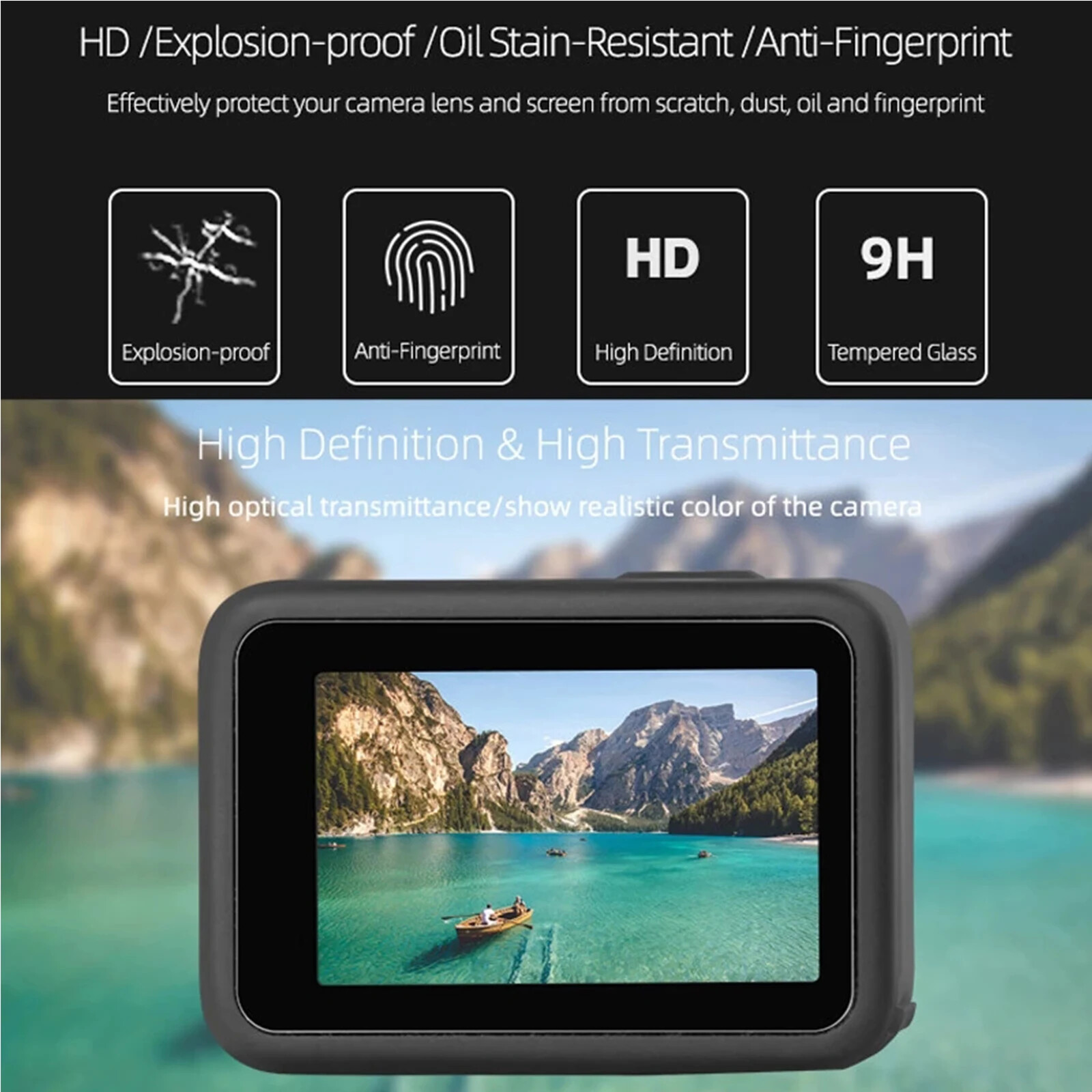 Black Silicone Case for GoPro Hero 12/11/10/9 Screen Protectors Lens Caps Kit