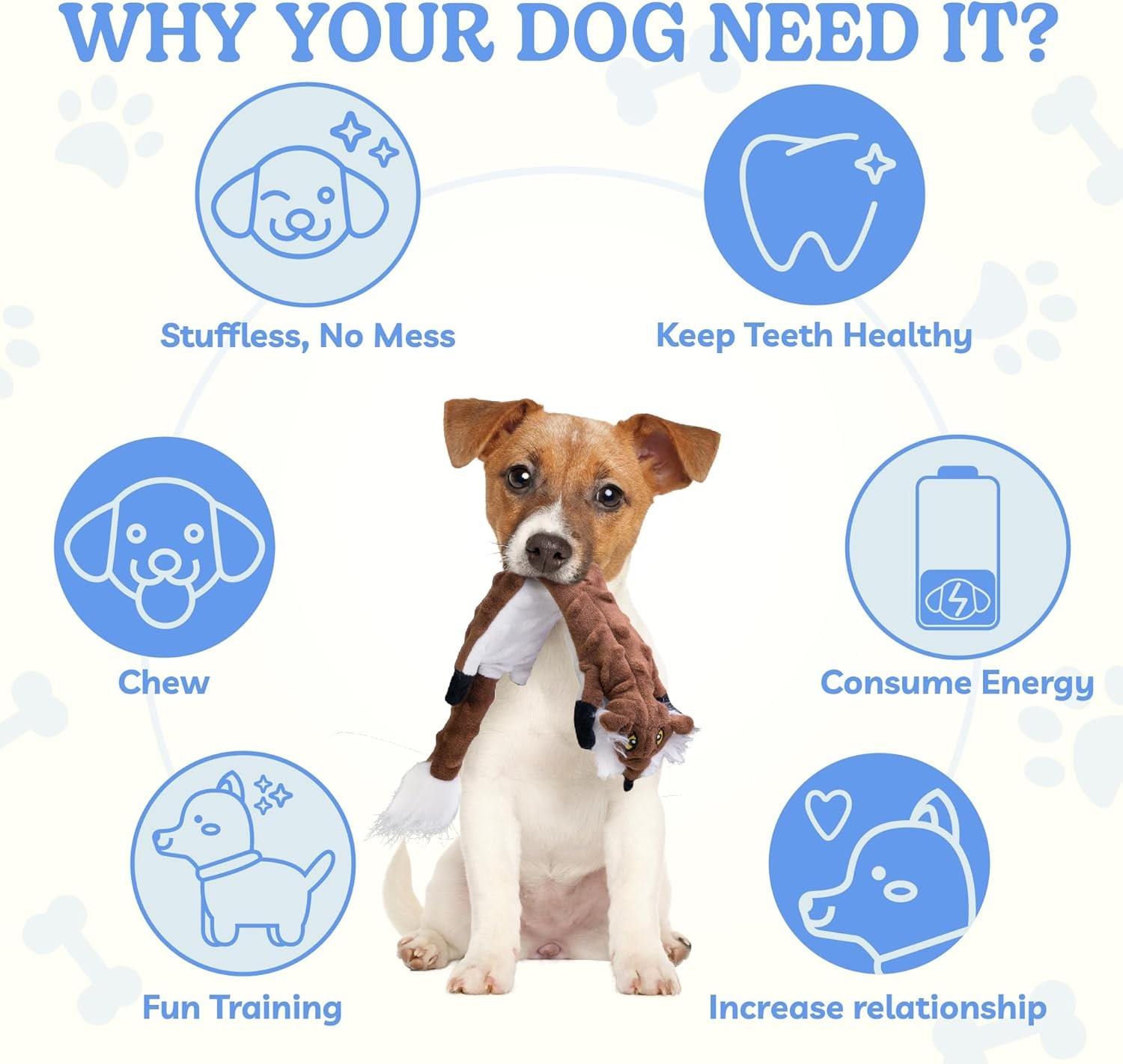 Dog Squeaky Toys 5-Pack, Teething Plush, No Stuff Crinkle, All