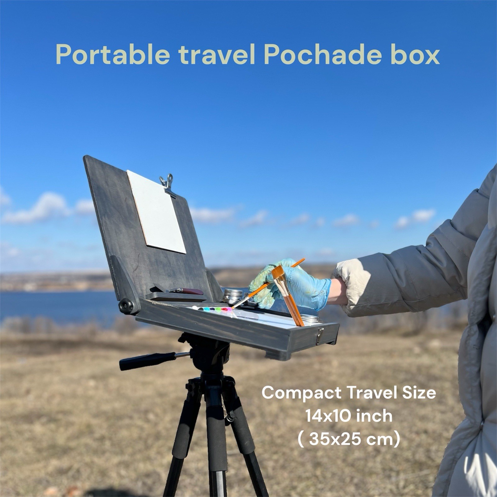 Deep Pochade Box 14*10 “ Plein Air Travel Easel -Portable Artist paint storage