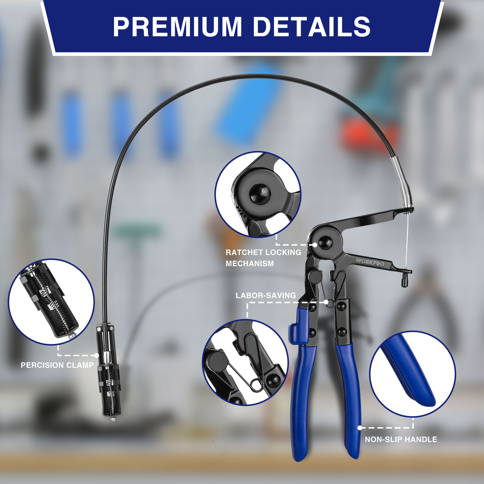 WORKPRO Flexible Hose Clamp Pliers, 27” Hose Clamp Automotive Clamp Removal Tool