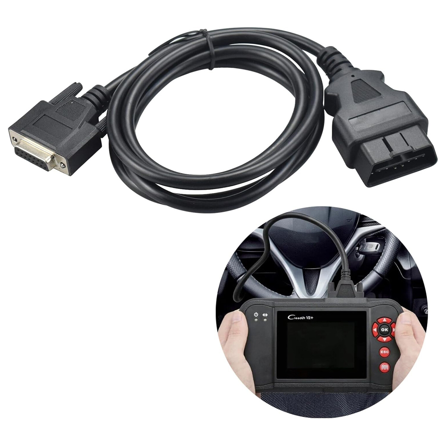 OBD2 OBDII Cable For Launch CRP 123 X Pro Creader VII+ & CRP 129 VIII Scan Tool