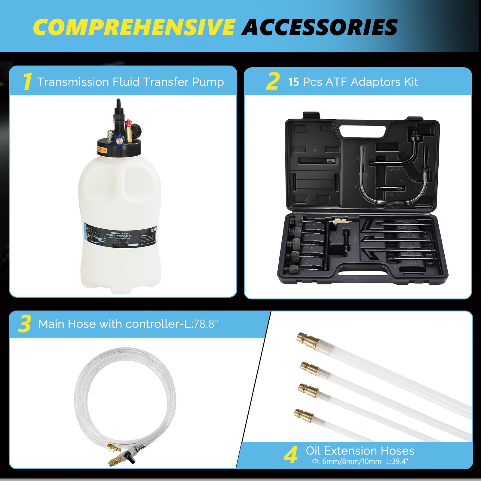 10L Transmission Fluid Transfer Pump 15 ATF Adapter Filler System Kit Black