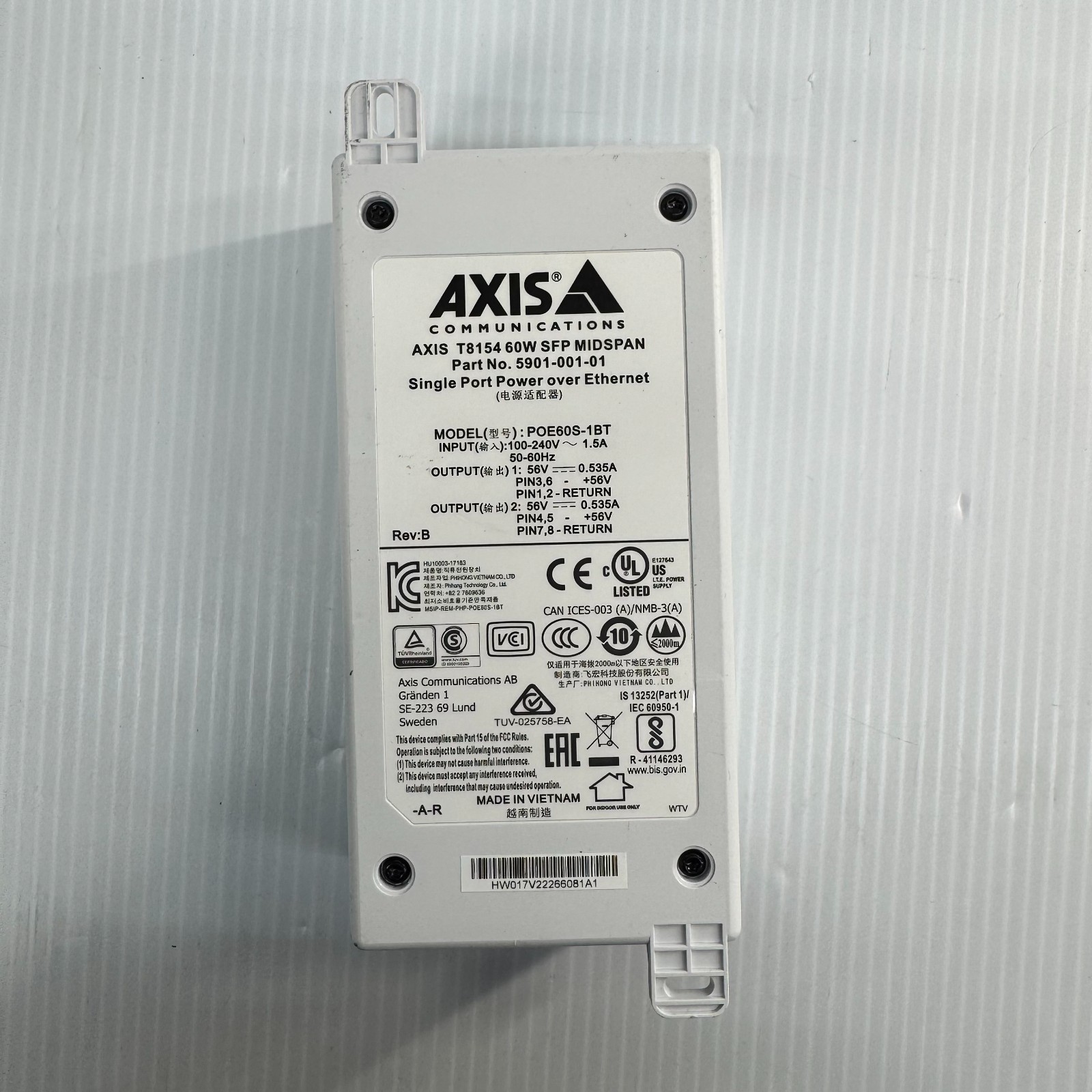 Lot of 7 Axis POE60S-1BT High Power PoE Injector Adapter 56V