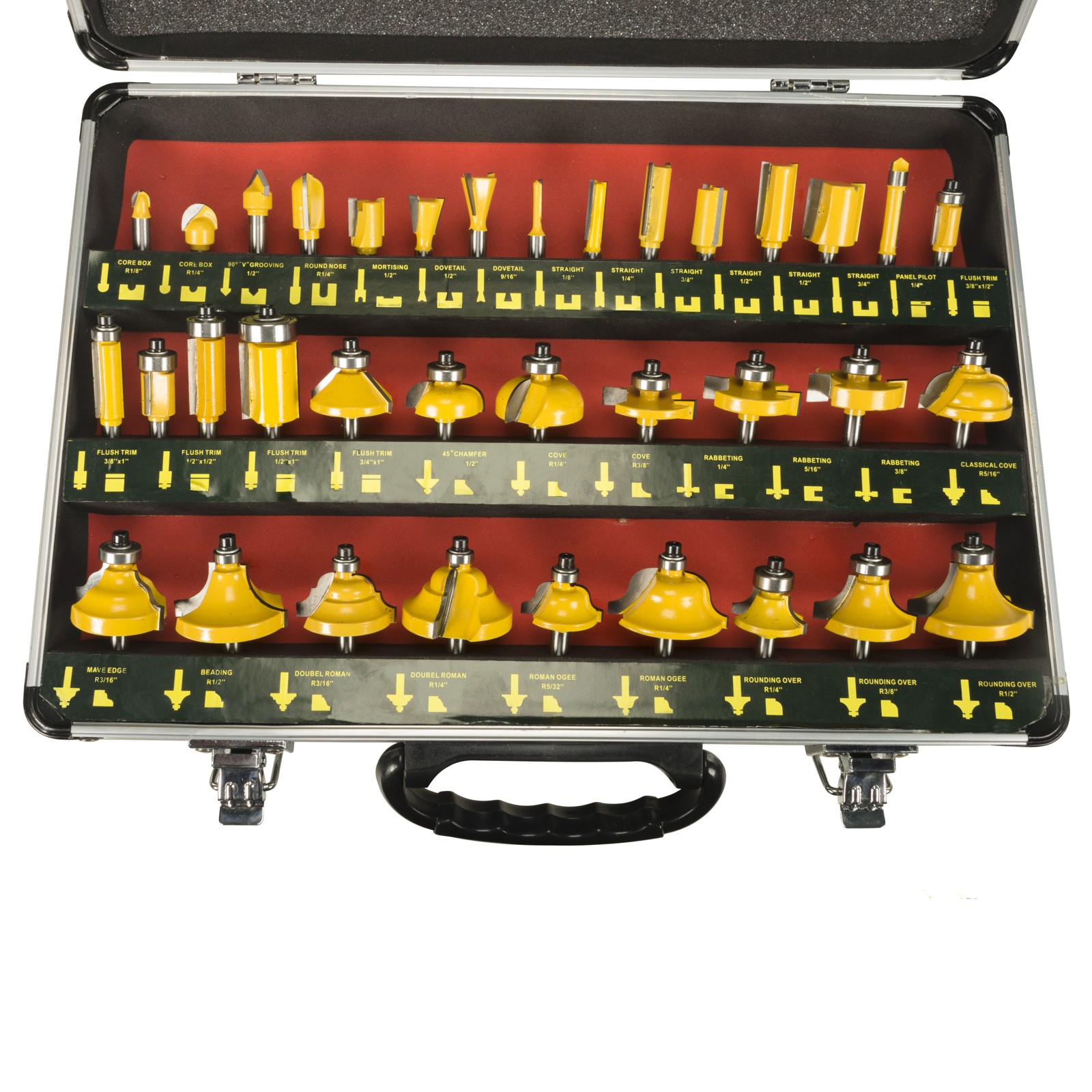 Erie Tools 35 PC 1/4" Shank Router Bit Set with Tungsten Carbide Tips