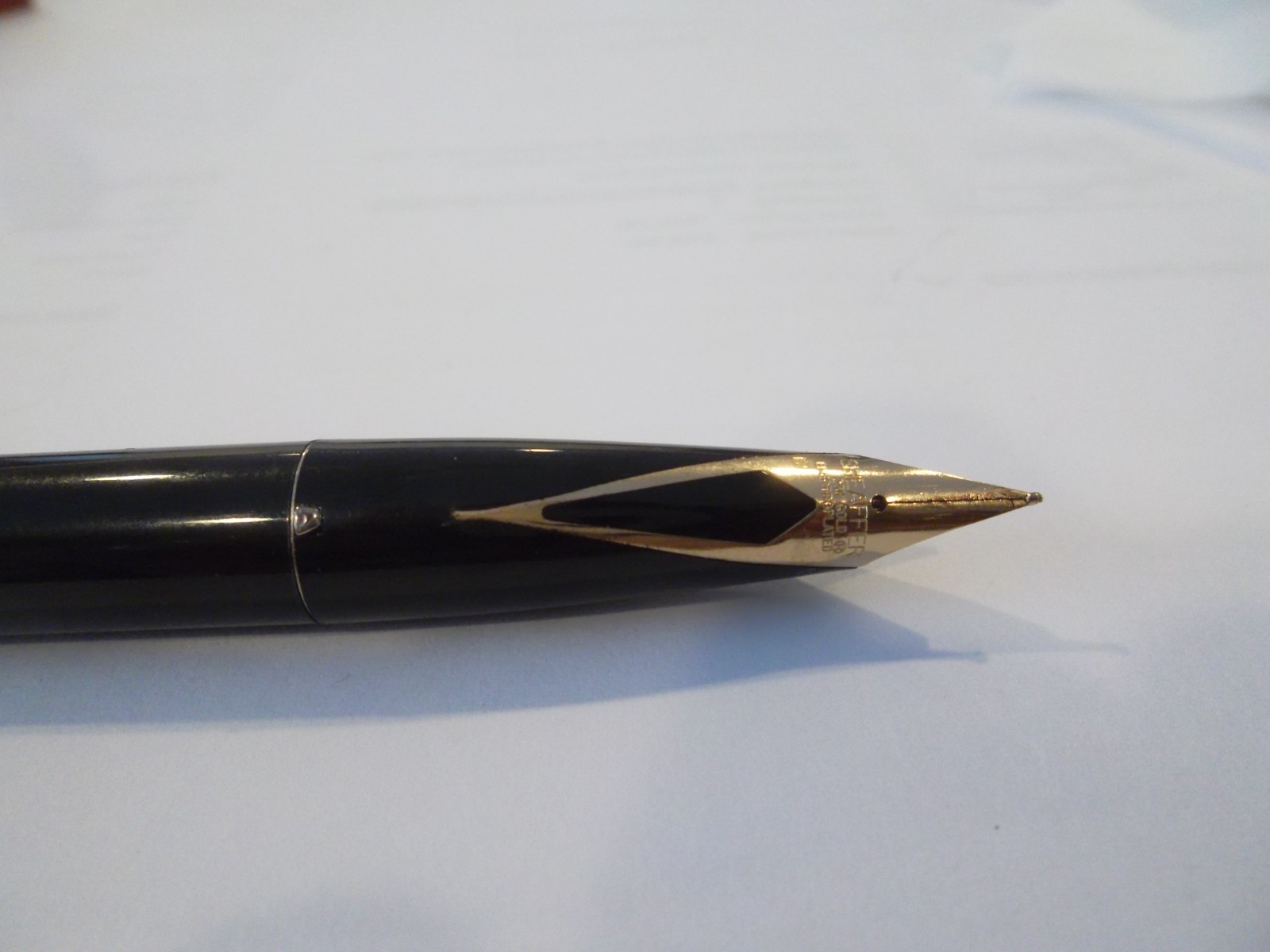 Vintage Sheaffer Fountain Pen 23k NIB Electroplated White Dot In Orig Box & Manu