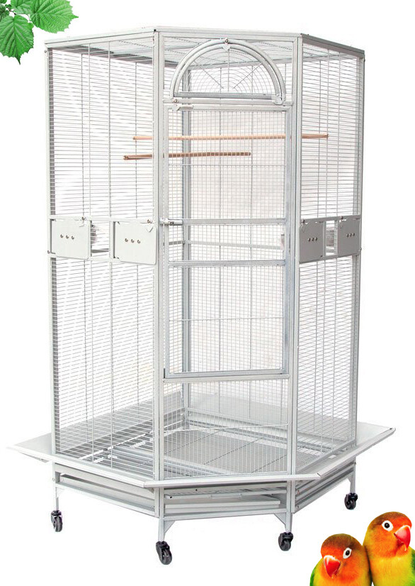 X-LARGE Corner Flight Bird Cage Cockatiel Parakeet Budgies Parrot W/Seed Skirts