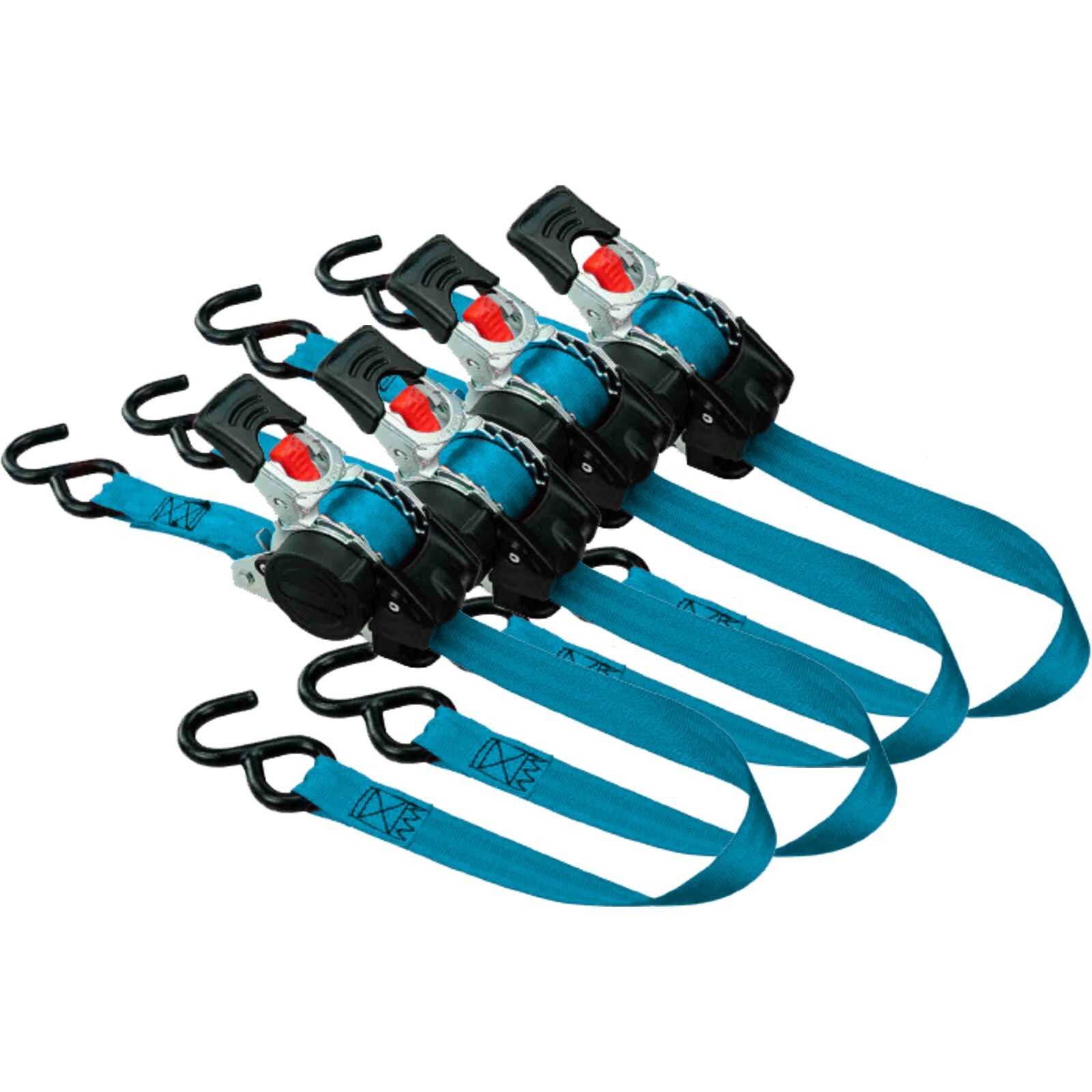 Retractable Ratchet Tie down Straps 4PK 1,500Lb Break Strength 500Lb Work Load