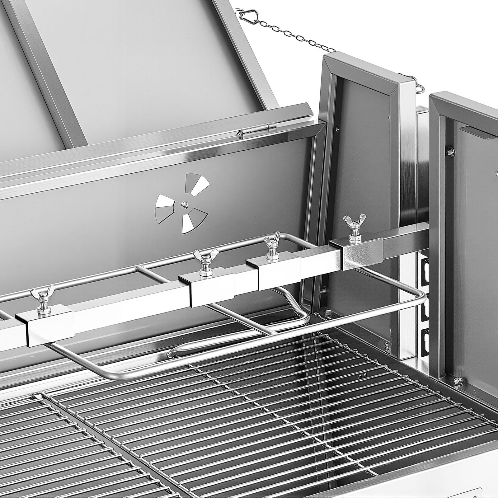 57" Rotisserie BBQ Grill BBQ Outdoor Pig & Lamb Spit Roaster w/ Wheels 38W