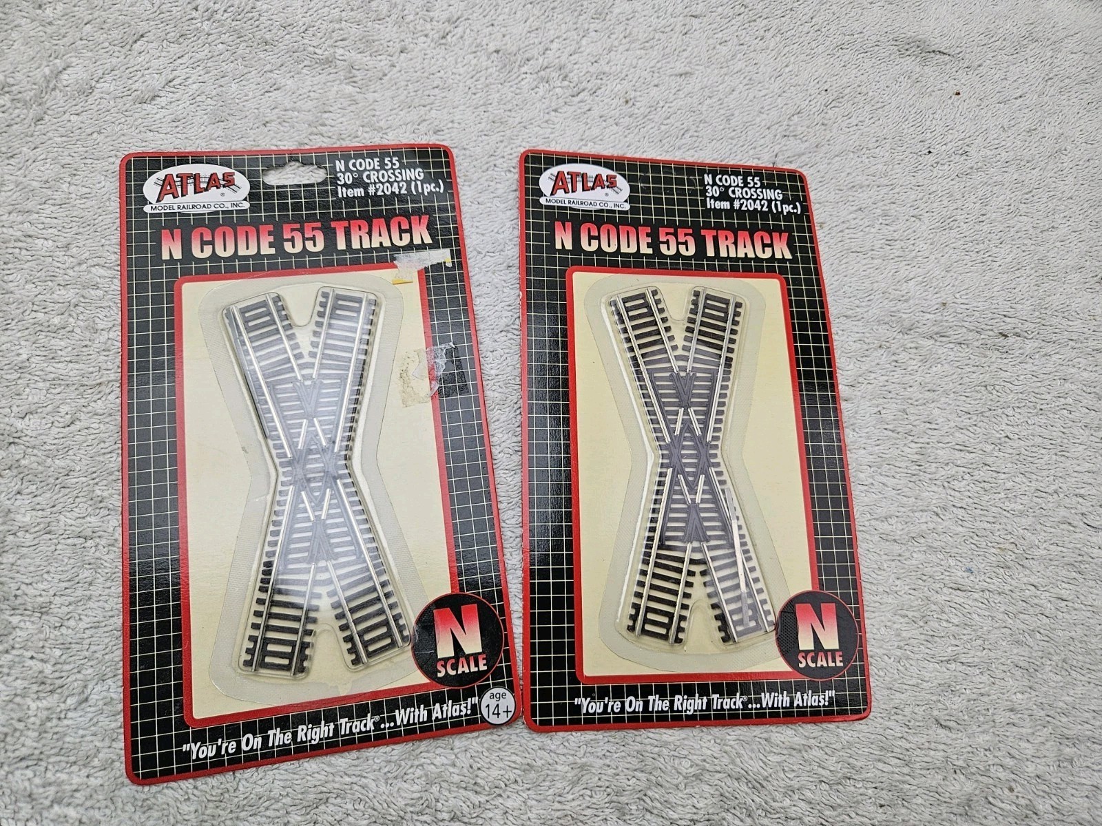 ATLAS  N CODE 55 TRACK  30 DEGREE CROSSING   #2042  LOT OF 2   N  SCALE  NOS