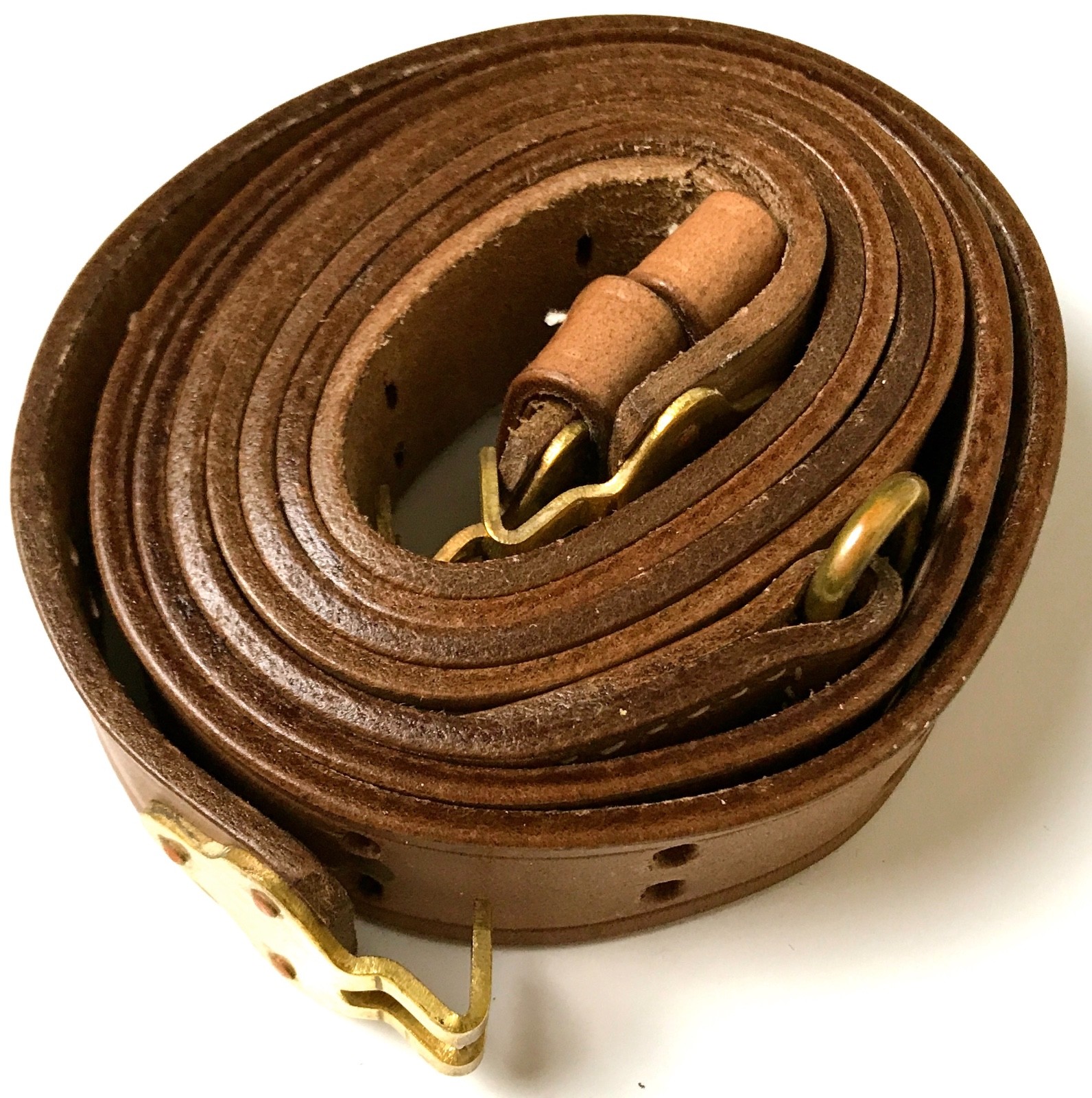 WWI US M1903 SPRINGFIELD REMINGTON RIA RIFLE CARRY SLING-LIGHT BROWN LEATHER