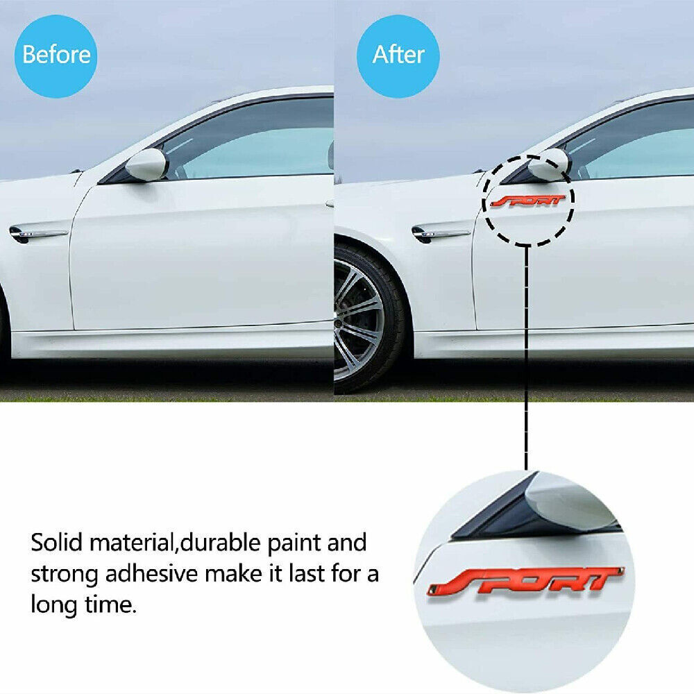2x 3D Metal SPORT Logo Emblem Badge Sticker Trunk Fender Decals Car Accessories