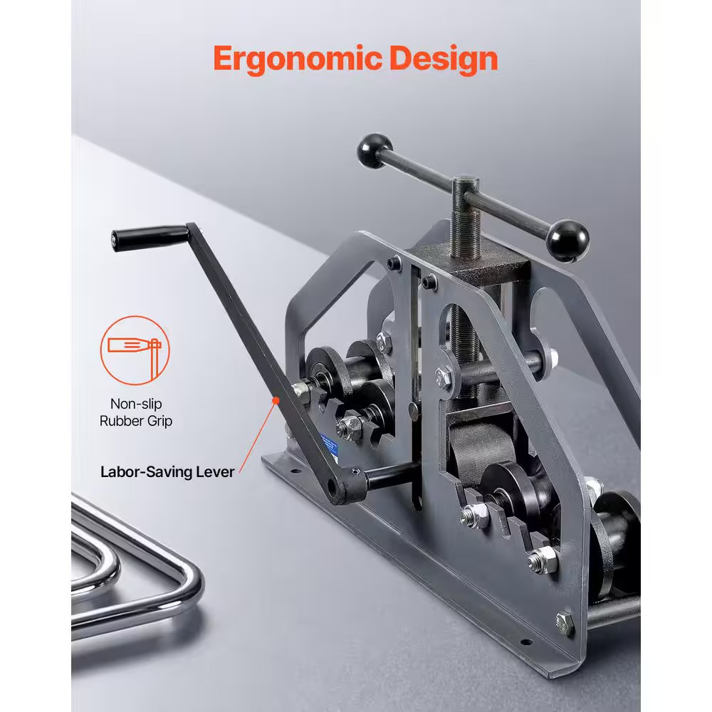 Max 1-1/2 In. 360° Pipe Bender Manual Tube Roller Bender with 6 Dies, 360° Bendi