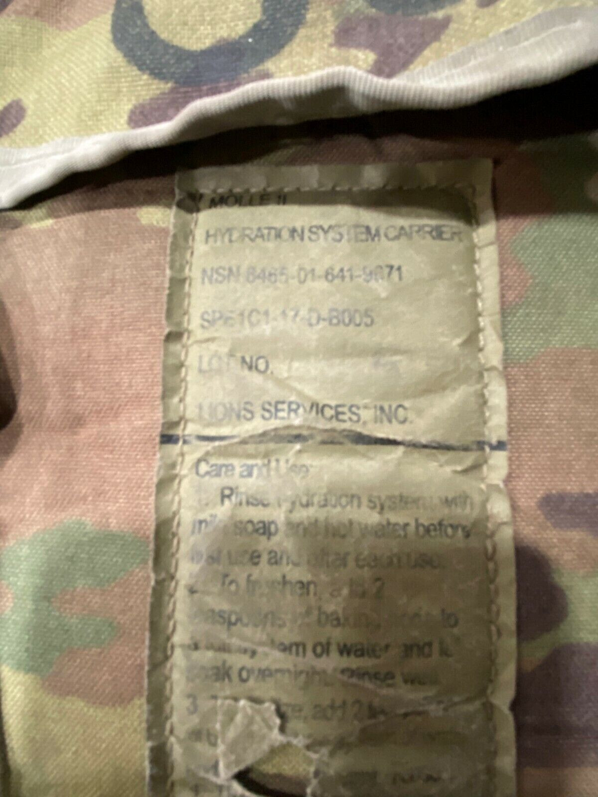 USGI Military MOLLE 3L / 100oz MULTICAM / OCP HYDRATION CARRIER Pack System ACC